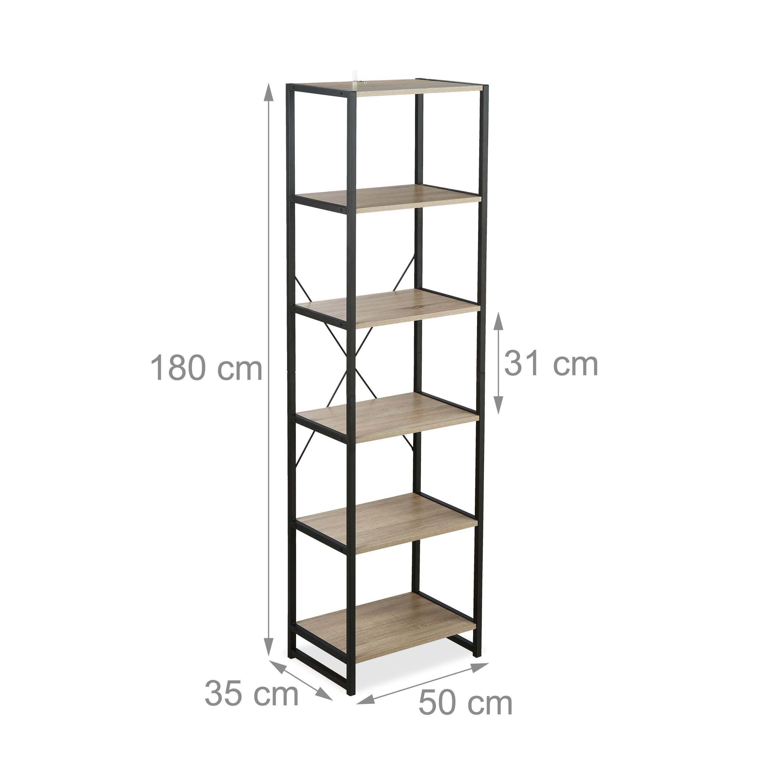 relaxdays-standregal-industrial-6-f-cher-180-x-50-x-35-cm-braun image 3