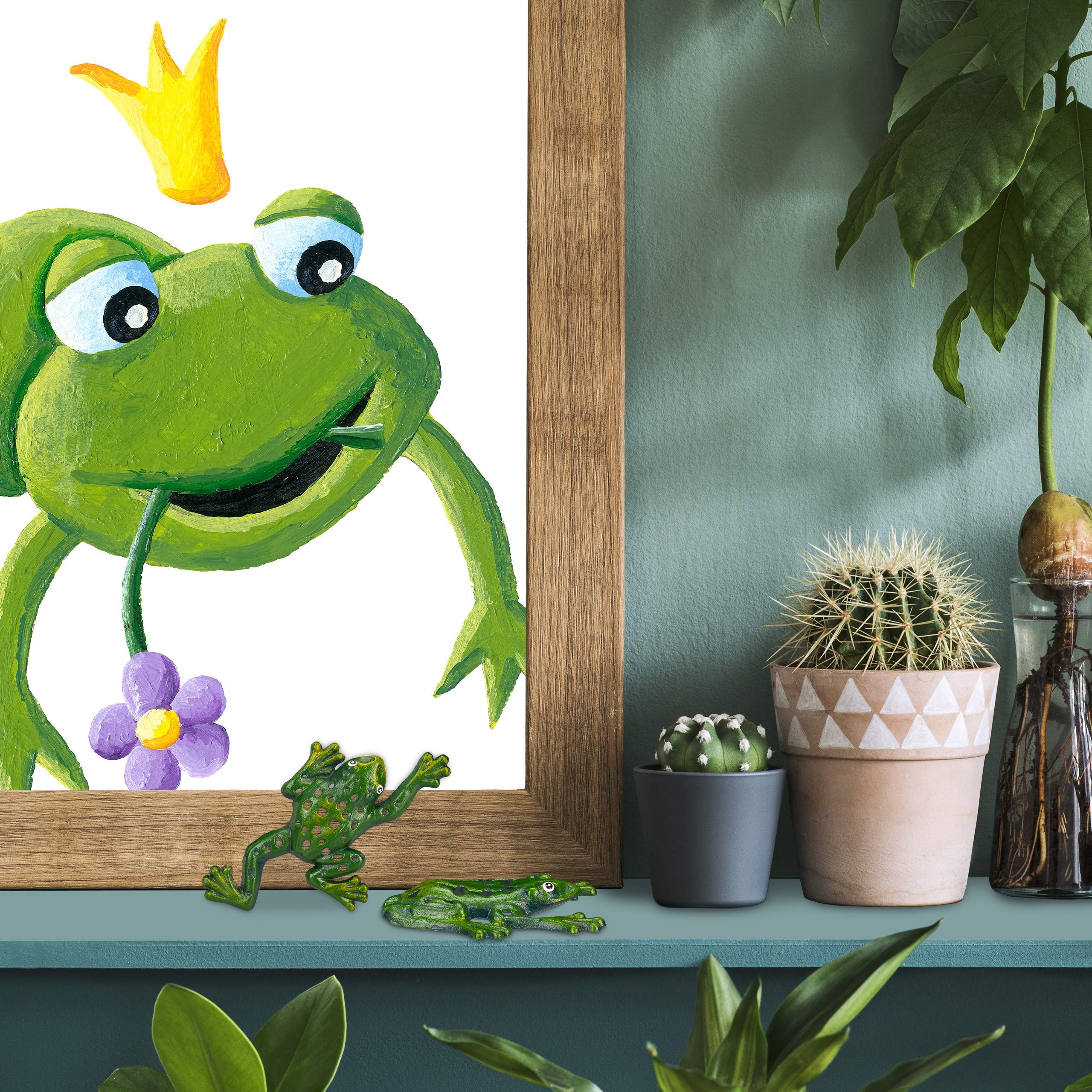 relaxdays-gartenfigur-frosch-2er-set-gusseisen-gr-n-wetterfest image 2