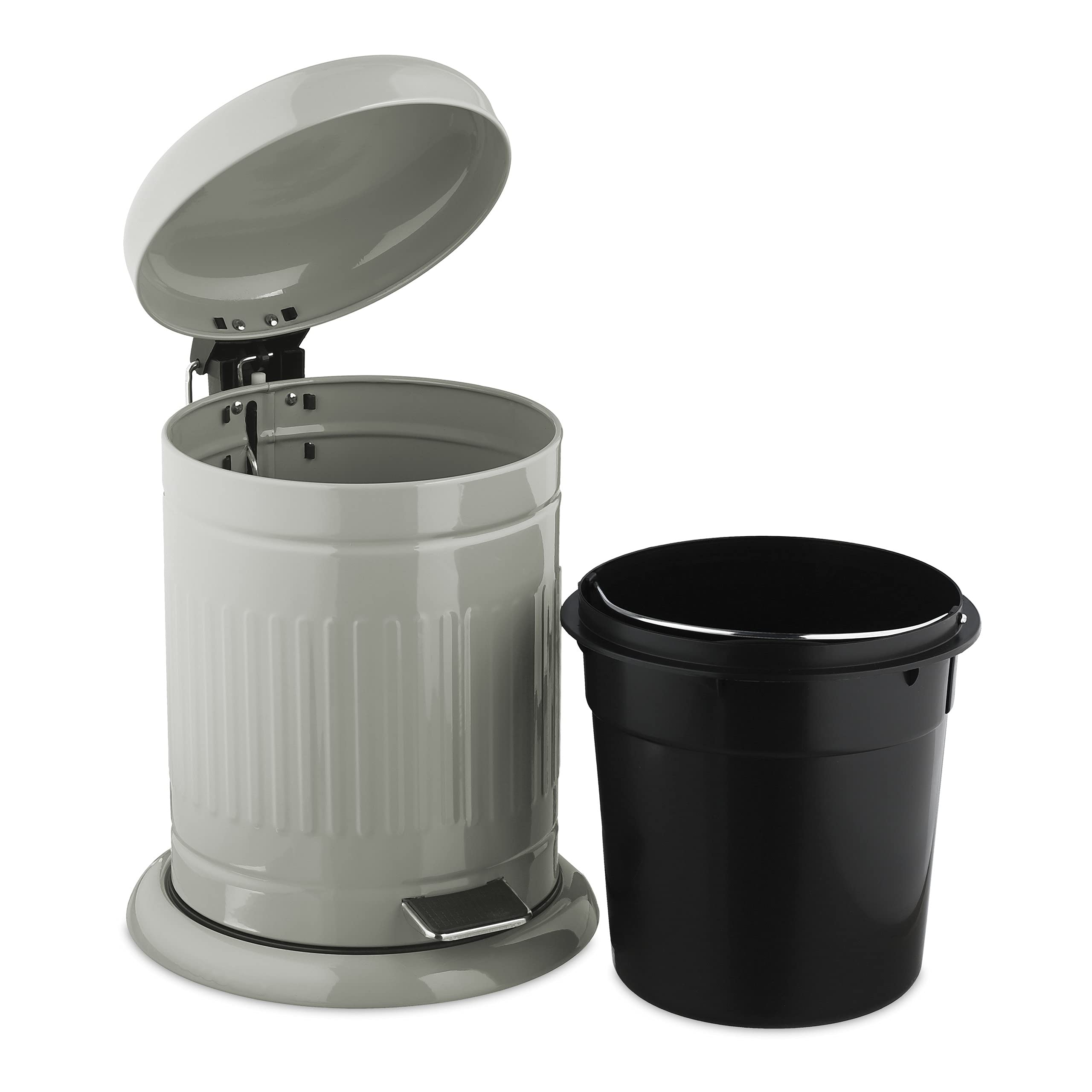 relaxdays-treteimer-3-liter-mit-absenkautomatik-metall-retro-kosmetikeimer-grau image 6