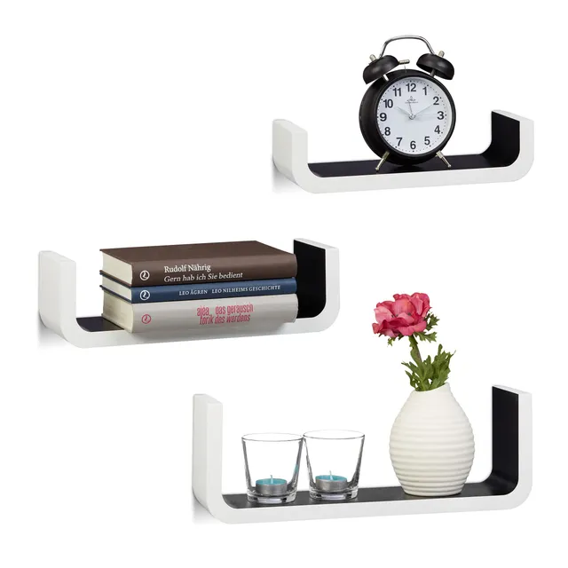 relaxdays-wandregal-3er-set-u-form-wandboard-10-cm-tief-bis-40-cm-breit-wei-schw image 1