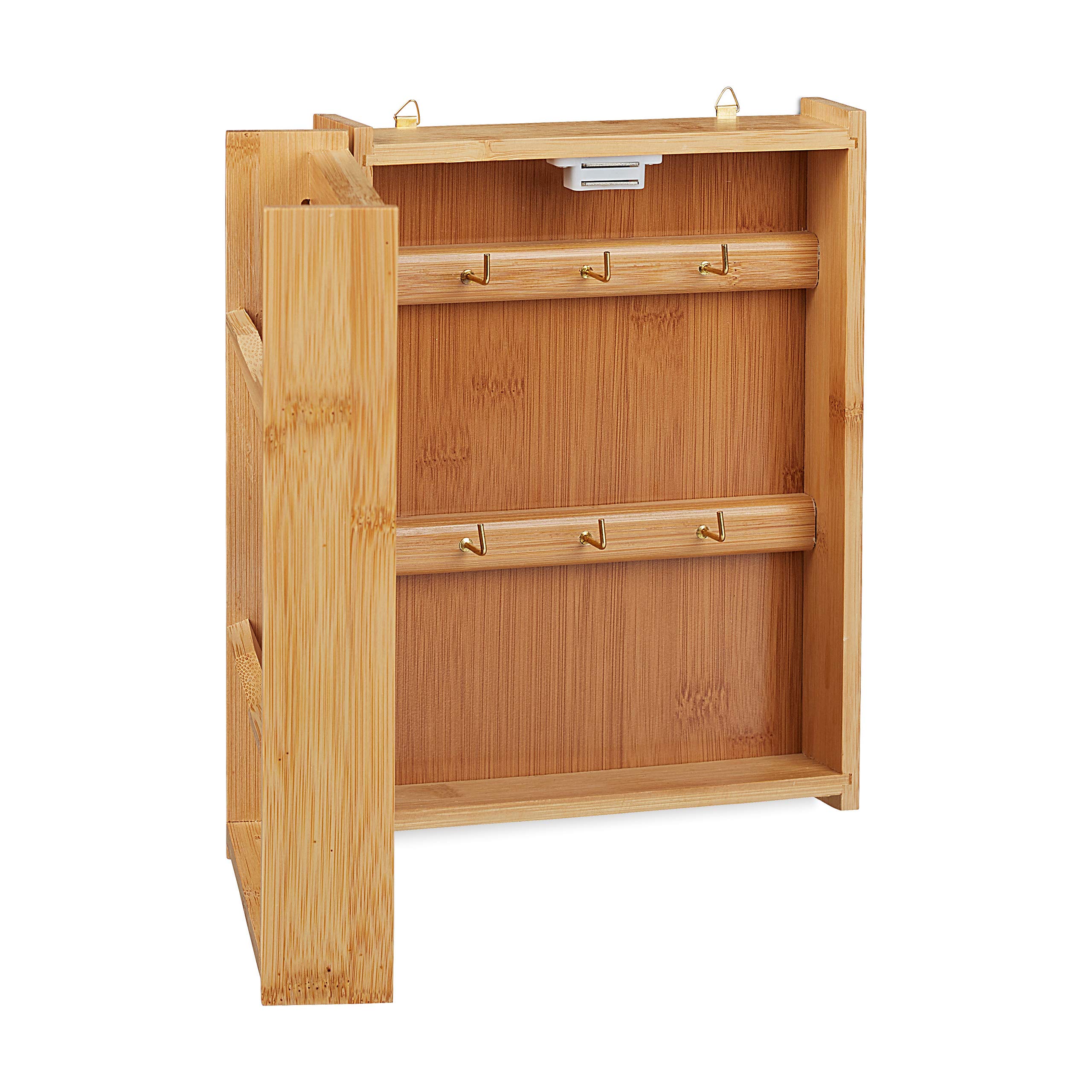 relaxdays-schl-sselkasten-bambus-26-x-20-x-9-cm-6-haken-natur image 6
