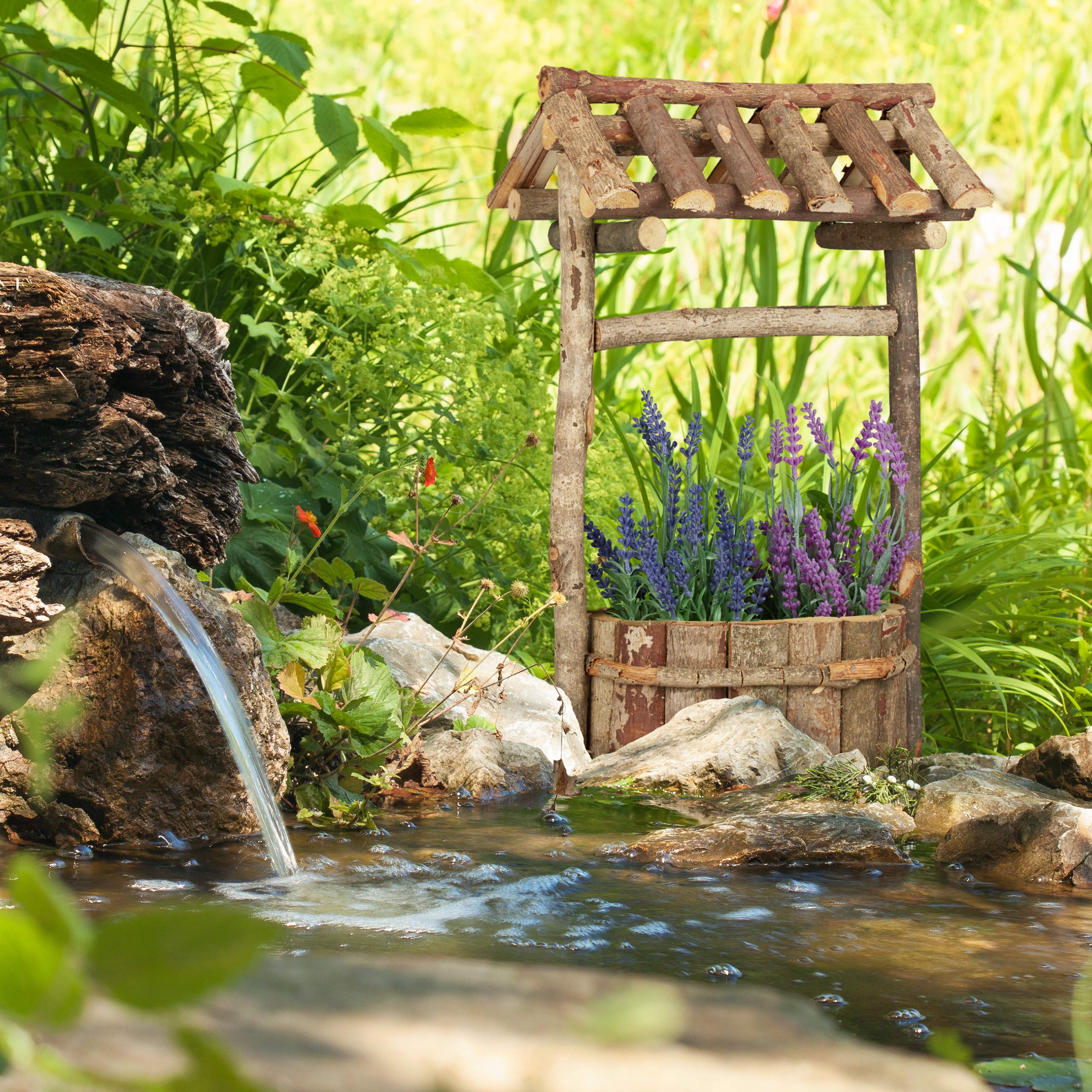 relaxdays-holzbrunnen-garten-zierbrunnen-mit-rinde-43-x-25-x-18-cm image 3