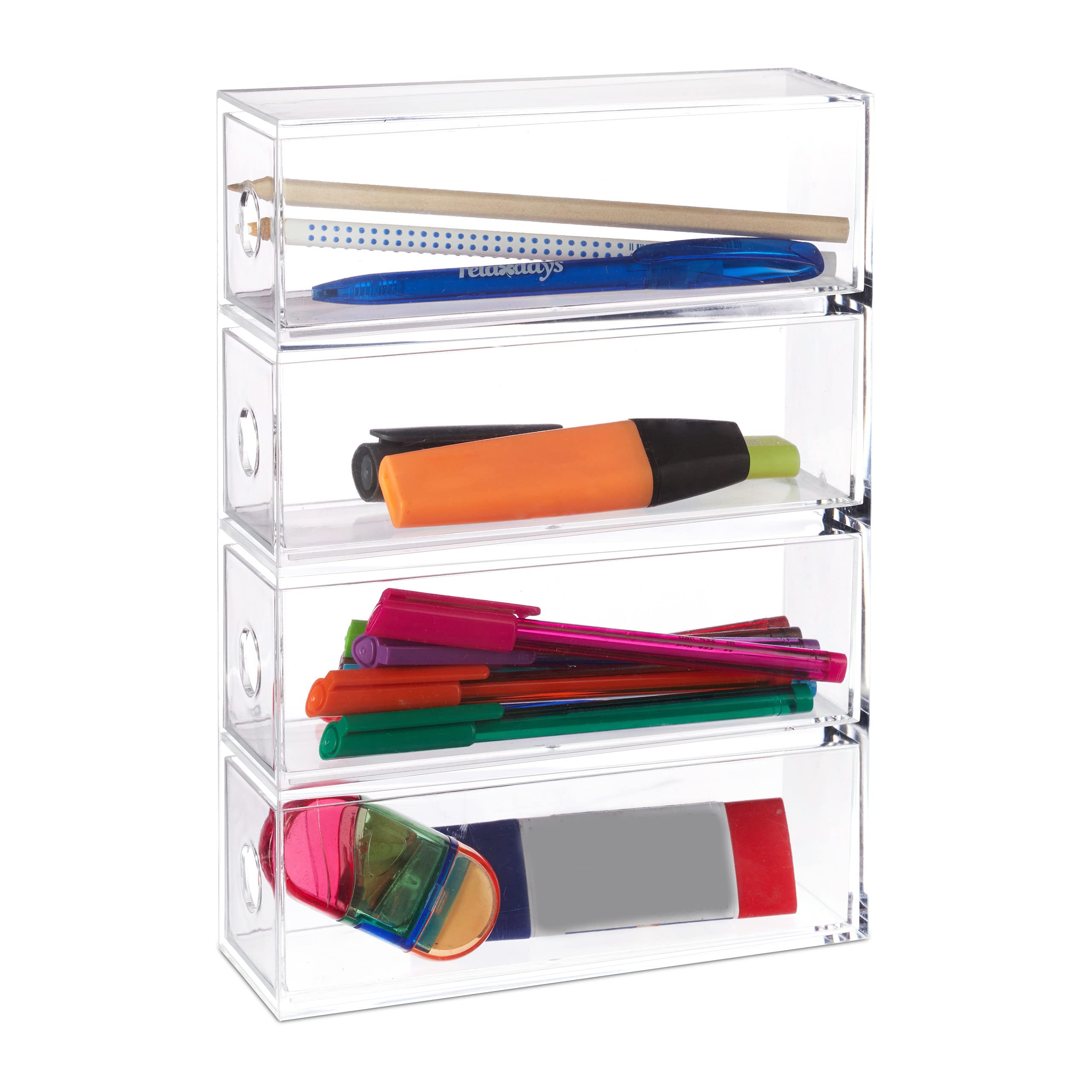 relaxdays-make-up-organizer-acryl-transparent-4-schubladen image 1