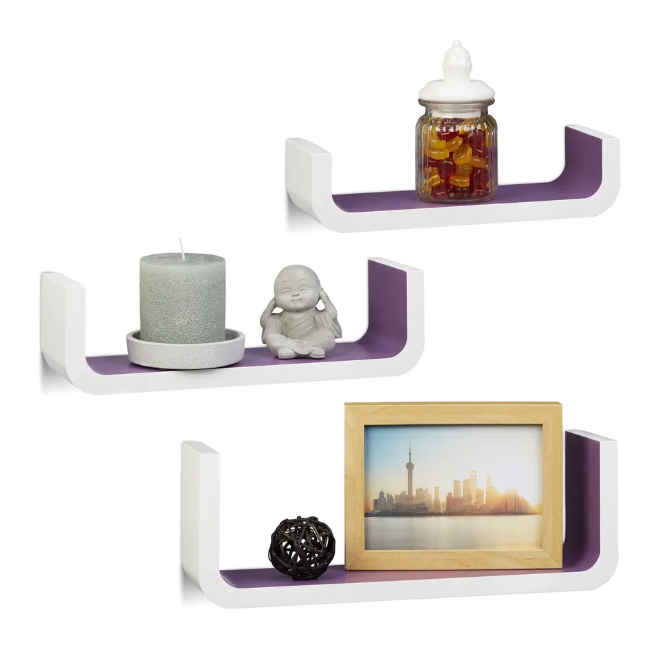relaxdays-wandregal-3er-set-u-form-wandboard-10-cm-tief-bis-40-cm-breit-wei-viol image 1
