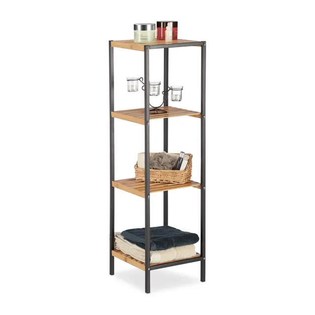 relaxdays-regal-bambus-4-ablagen-natur image 1