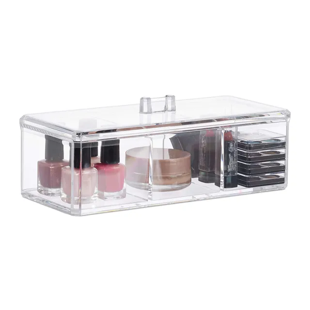 relaxdays-acrylbox-mit-deckel-3-f-cher-transparent image 1