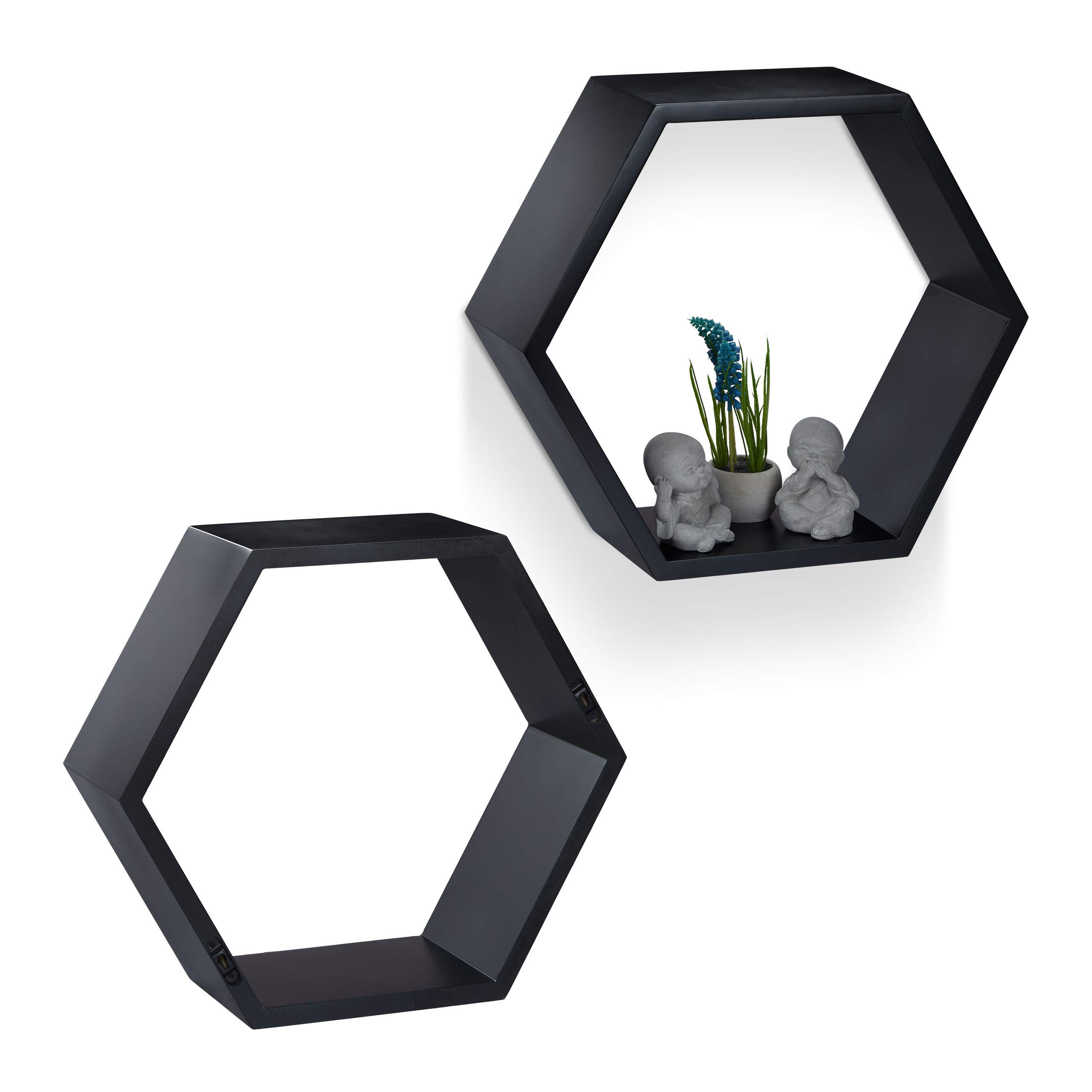 relaxdays-wandregale-sechseckig-3er-set-h-ngeregal-mdf-schwarz image 6