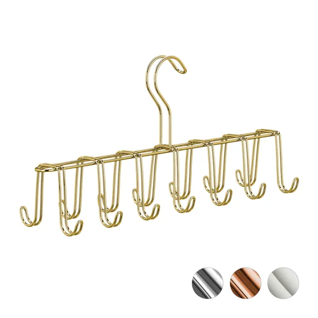 relaxdays-g-rtelhalter-krawattenhalter-metall-14-haken-gold-17x36x9-5-cm image 1