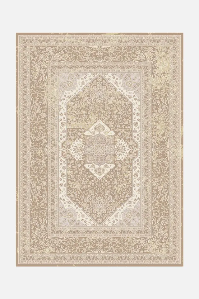 teppana-mahan-walnuss-teppich-waschbarer-perser-teppich-beige image 1