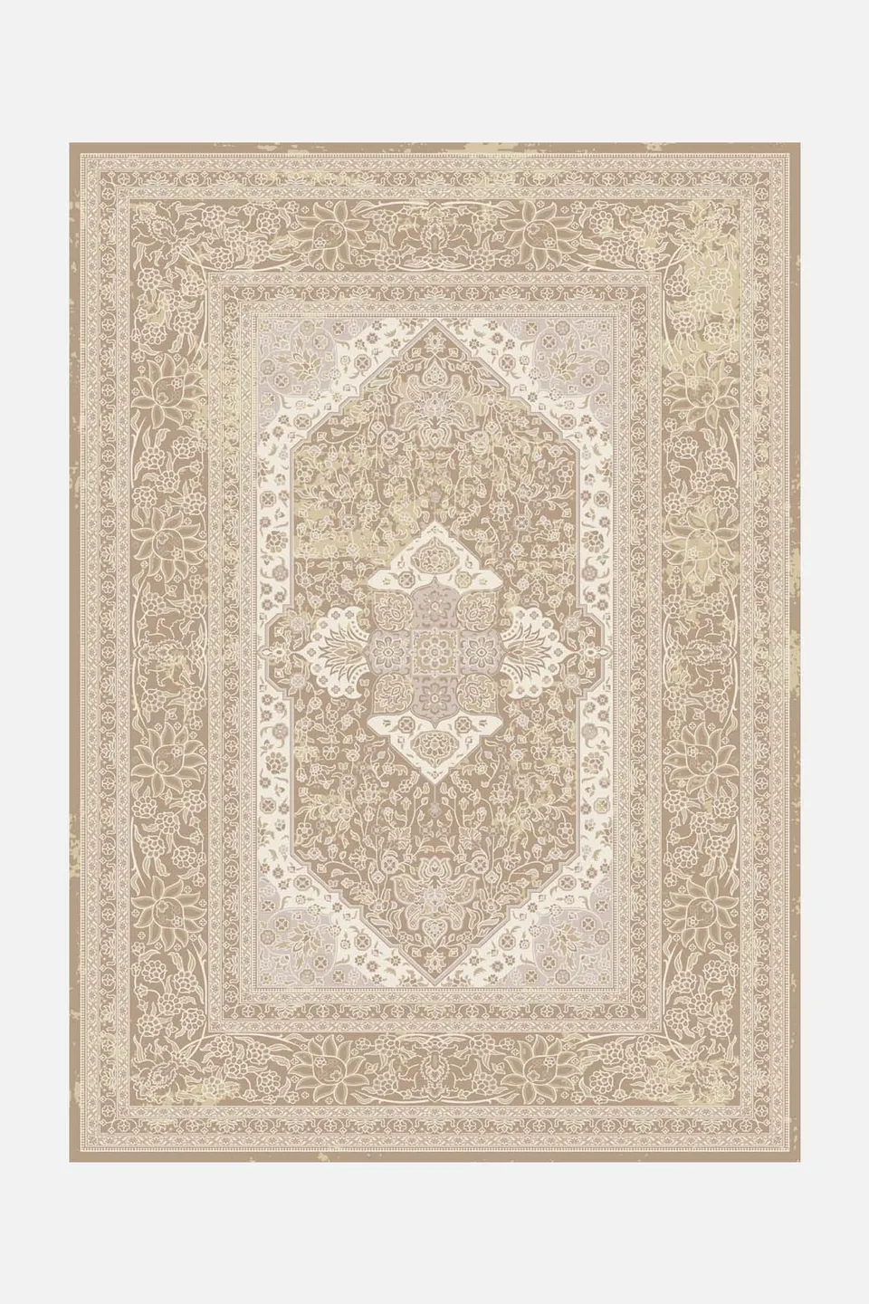teppana-mahan-walnuss-teppich-waschbarer-perser-teppich-beige image 1