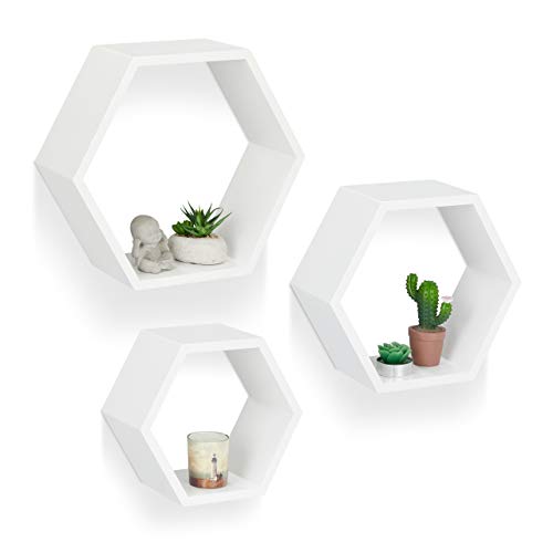 relaxdays-wandregal-sechseckig-waben-3er-set-mdf-wei image 7