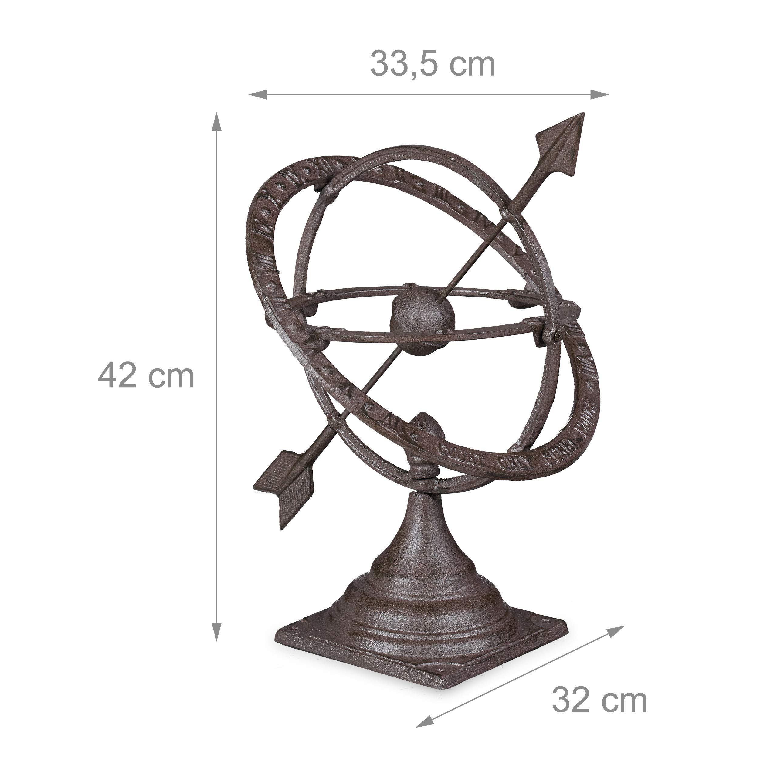 relaxdays-sonnenuhr-garten-gusseisen-antik-design-42-cm-edelrost-braun image 4