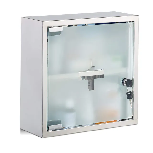 relaxdays-medizinschrank-edelstahl-arzneischrank-30x30x12-cm image 1
