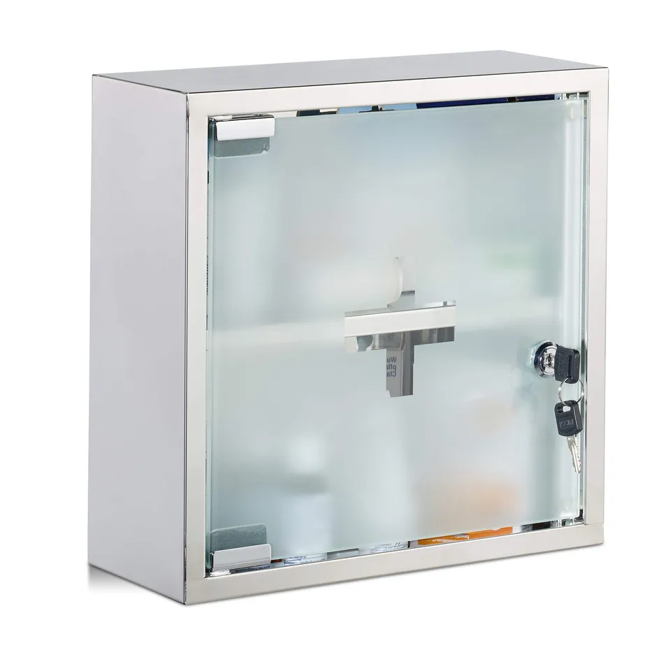 relaxdays-medizinschrank-edelstahl-arzneischrank-30x30x12-cm image 1
