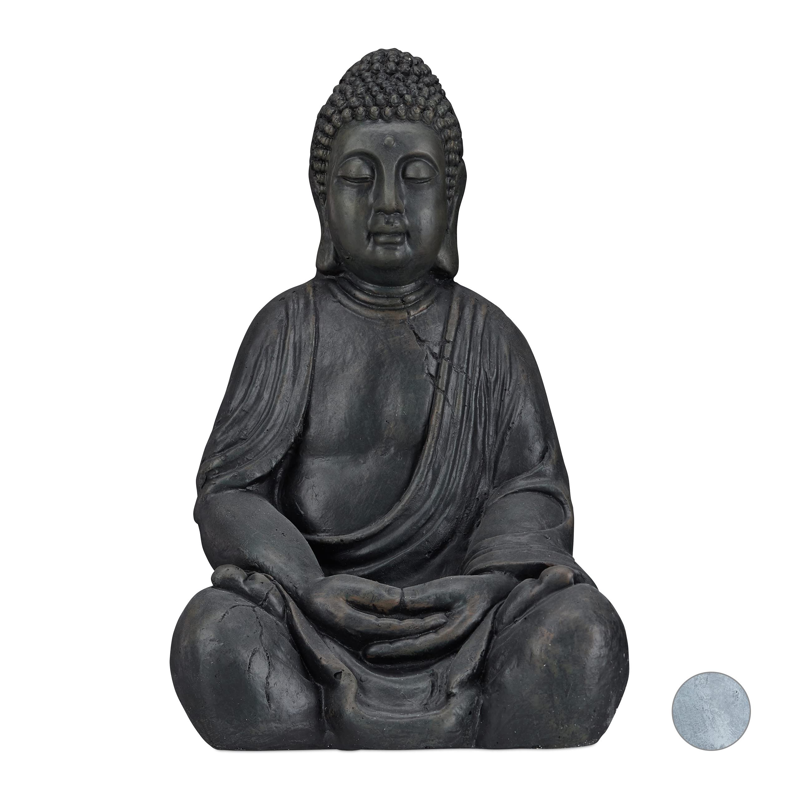 relaxdays-xl-buddha-figur-sitzend-50-cm-dunkelgrau-polyresin-outdoor image 1