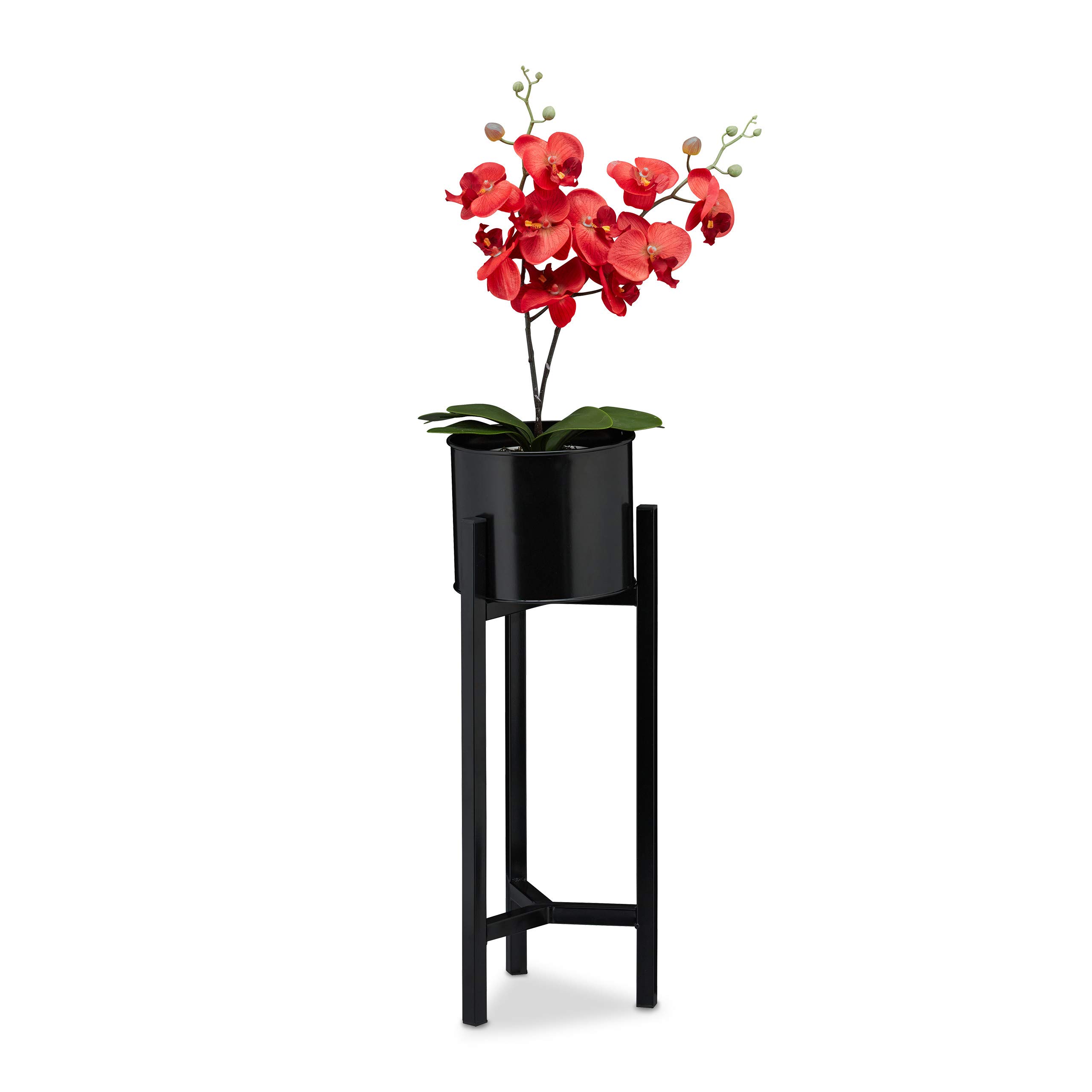relaxdays-blumentopf-st-nder-mit-topf-metall-pflanzenst-nder-60-x-21-5-cm-schwar image 1