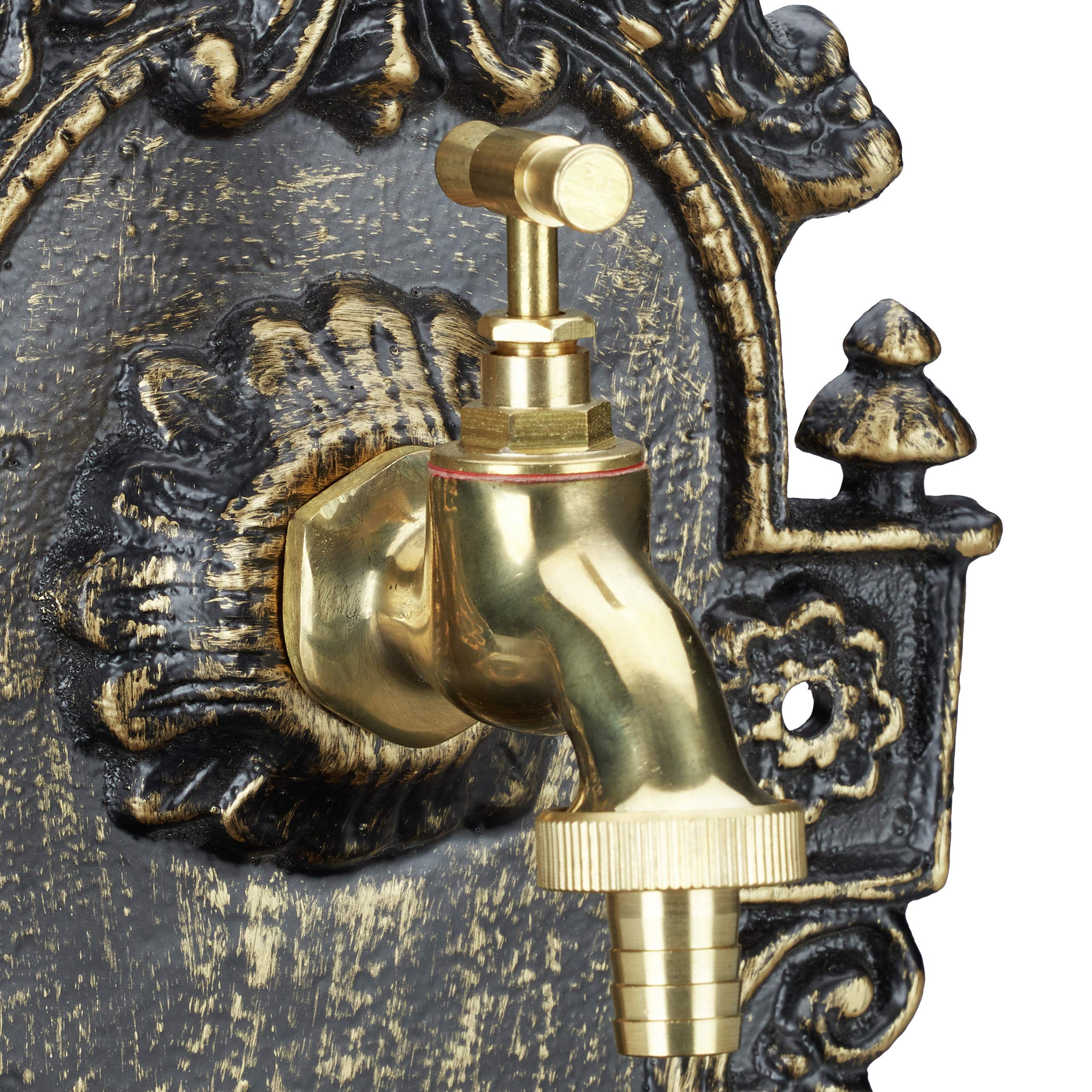 relaxdays-wandbrunnen-antik-aluguss-mit-wasserhahn-schwarz-40-x-24-5-x-13-cm image 6