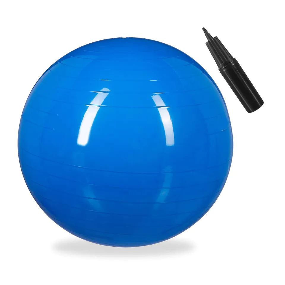 relaxdays-gymnastikball-fitnessball-65-cm-blau-mit-luftpumpe image 1