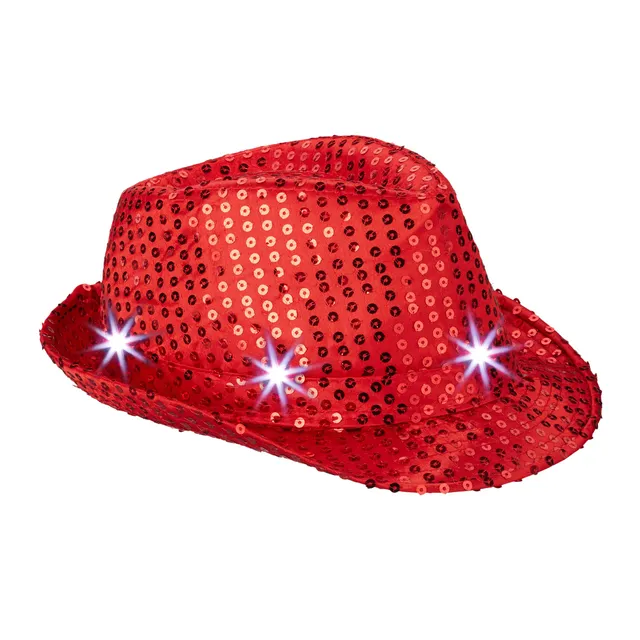 relaxdays-pailletten-hut-rot-mit-6-leds-partyhut-einheitsgr-e-58-cm image 1