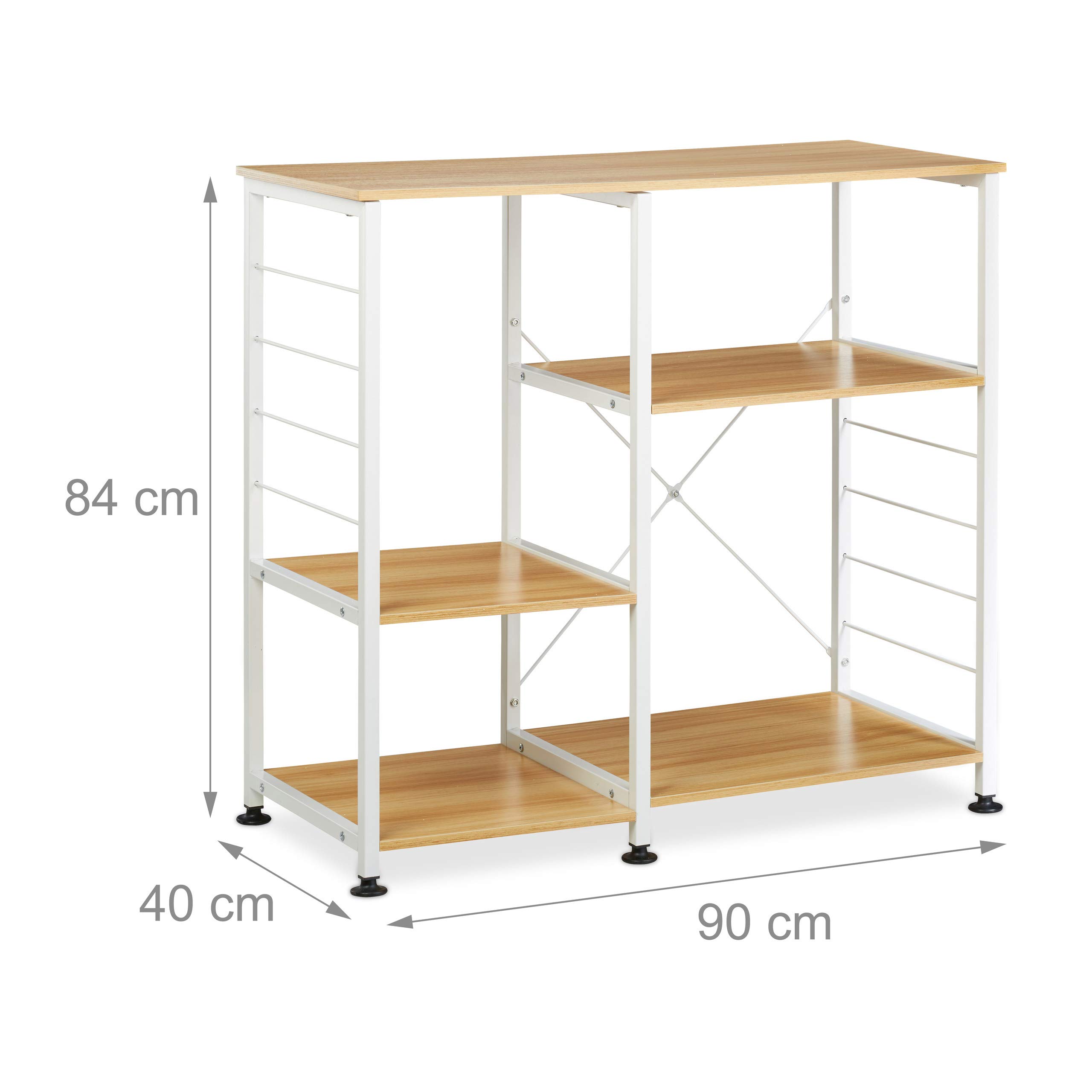 relaxdays-standregal-metall-holzoptik-offenes-wohnregal-84x90x40-cm-braun-wei image 3