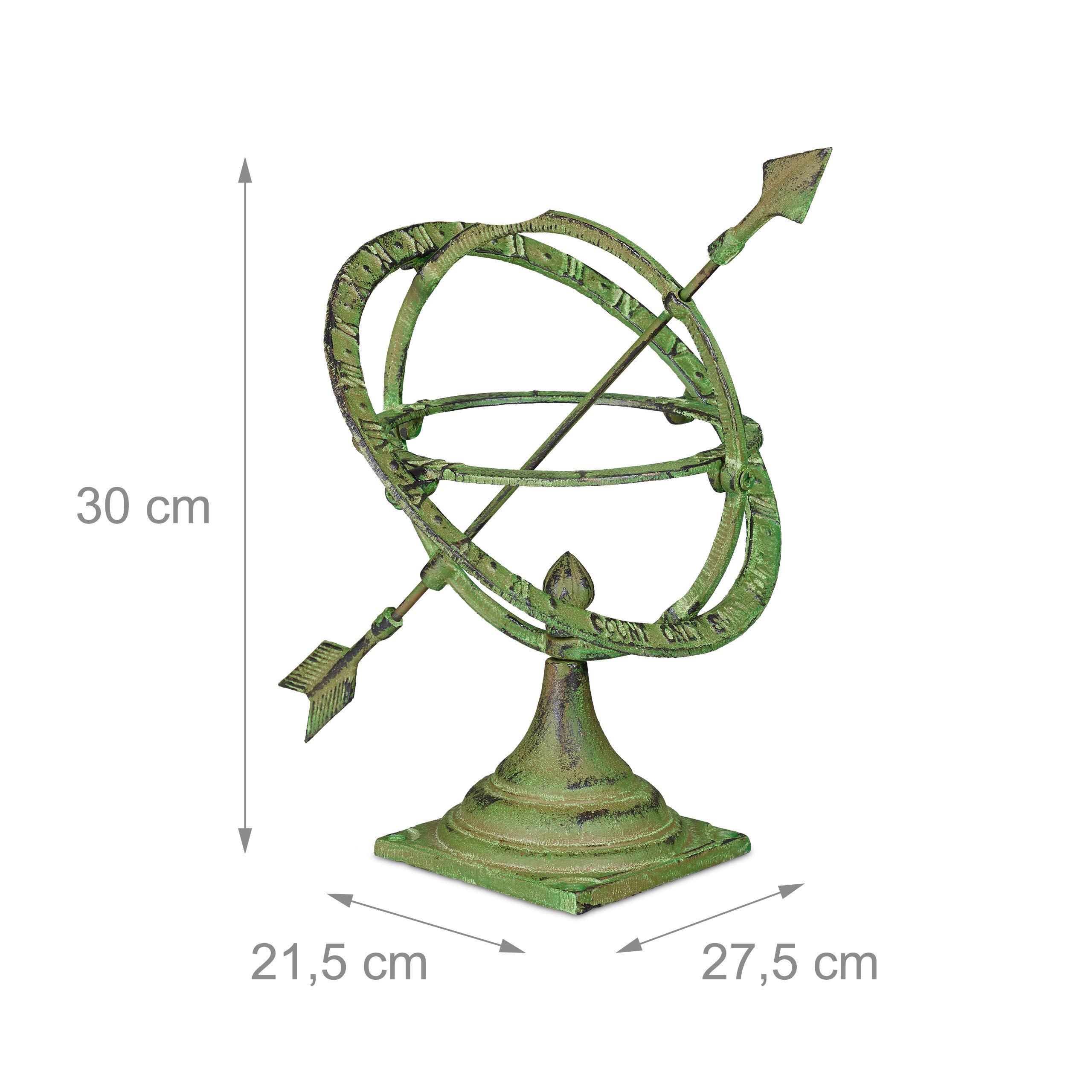 relaxdays-sonnenuhr-garten-antik-gusseisen-30-cm-edelrost-gr-n image 4