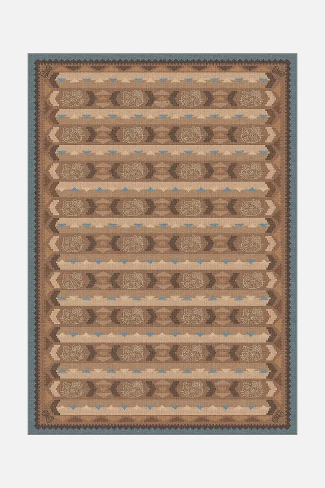 teppana-hello-kitty-kilim-terrakotta-teppich-waschbarer-kilim-teppich-boho-geome image 1
