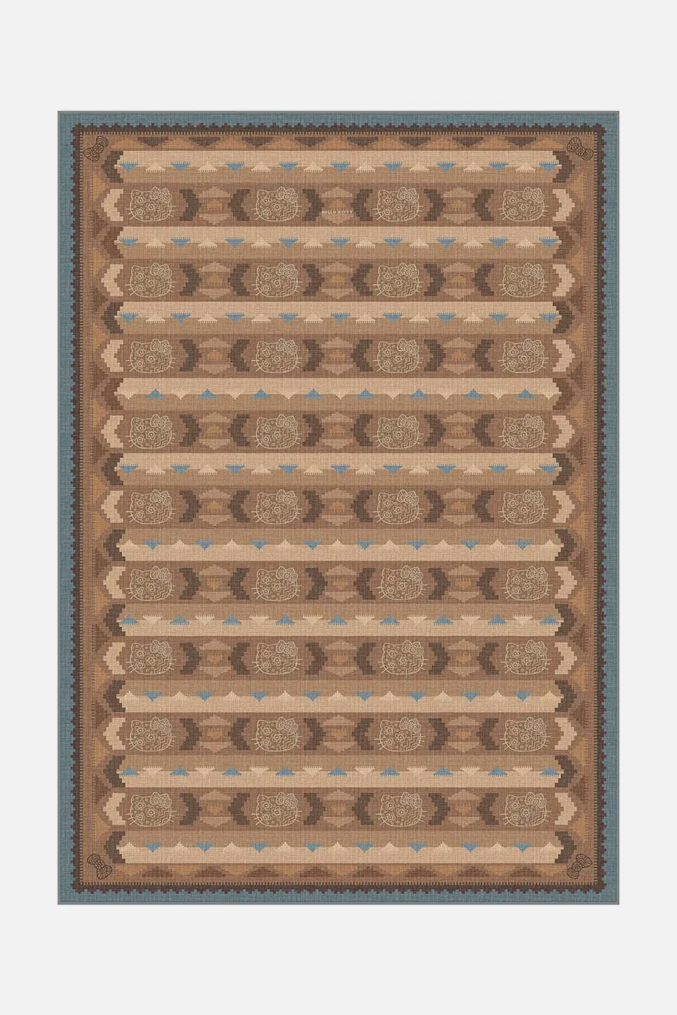 teppana-hello-kitty-kilim-terrakotta-teppich-waschbarer-kilim-teppich-boho-geome image 1