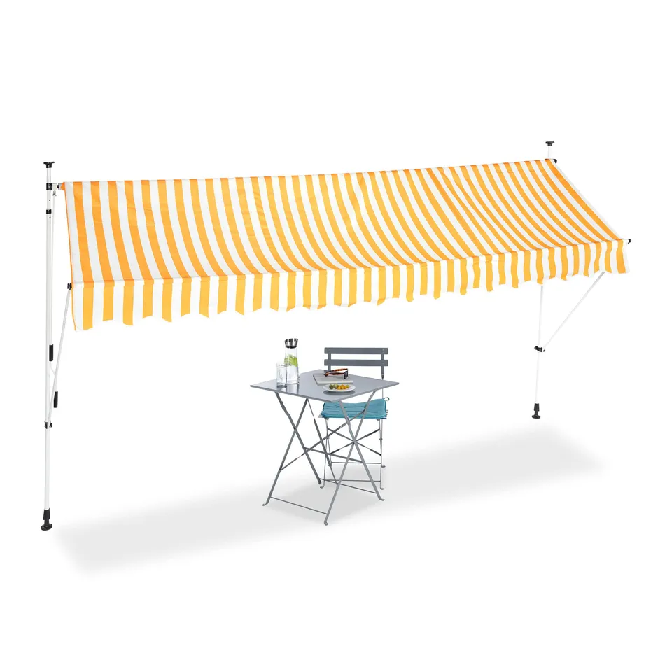 relaxdays-klemmmarkise-400-cm-breit-fallarm-ohne-bohren-h-henverstellbar-gelb-ge image 1