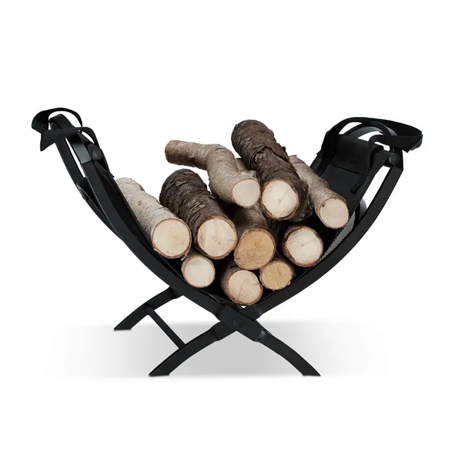 relaxdays-kaminholzkorb-stahl-faltbar-40-l-mit-tasche-schwarz image 1