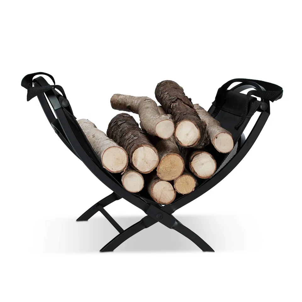 relaxdays-kaminholzkorb-stahl-faltbar-40-l-mit-tasche-schwarz image 1