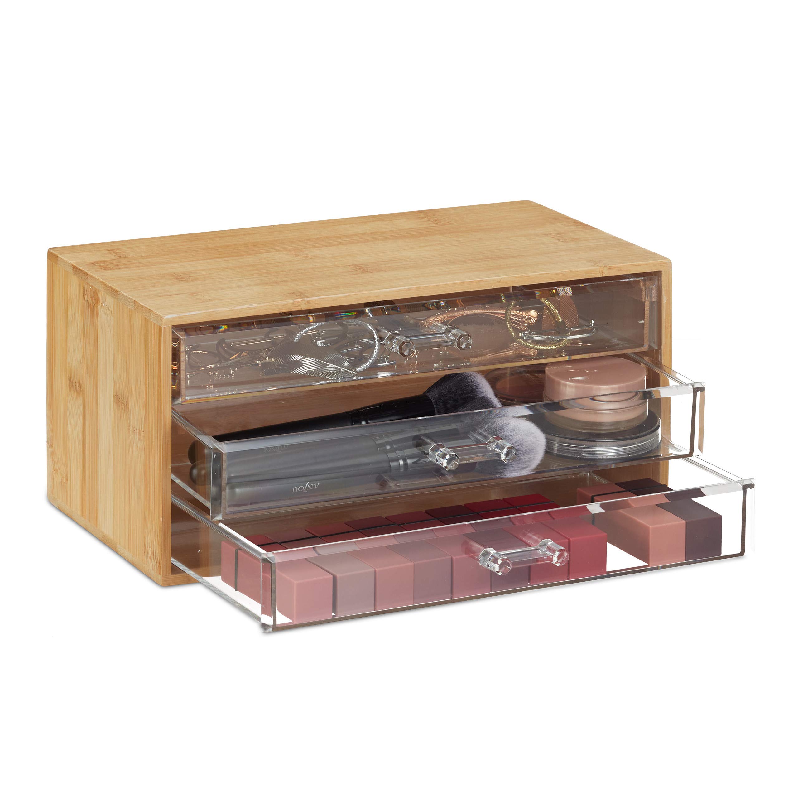 relaxdays-kosmetik-organizer-bambus-schubladenbox-mit-3-schubladen-natur image 1