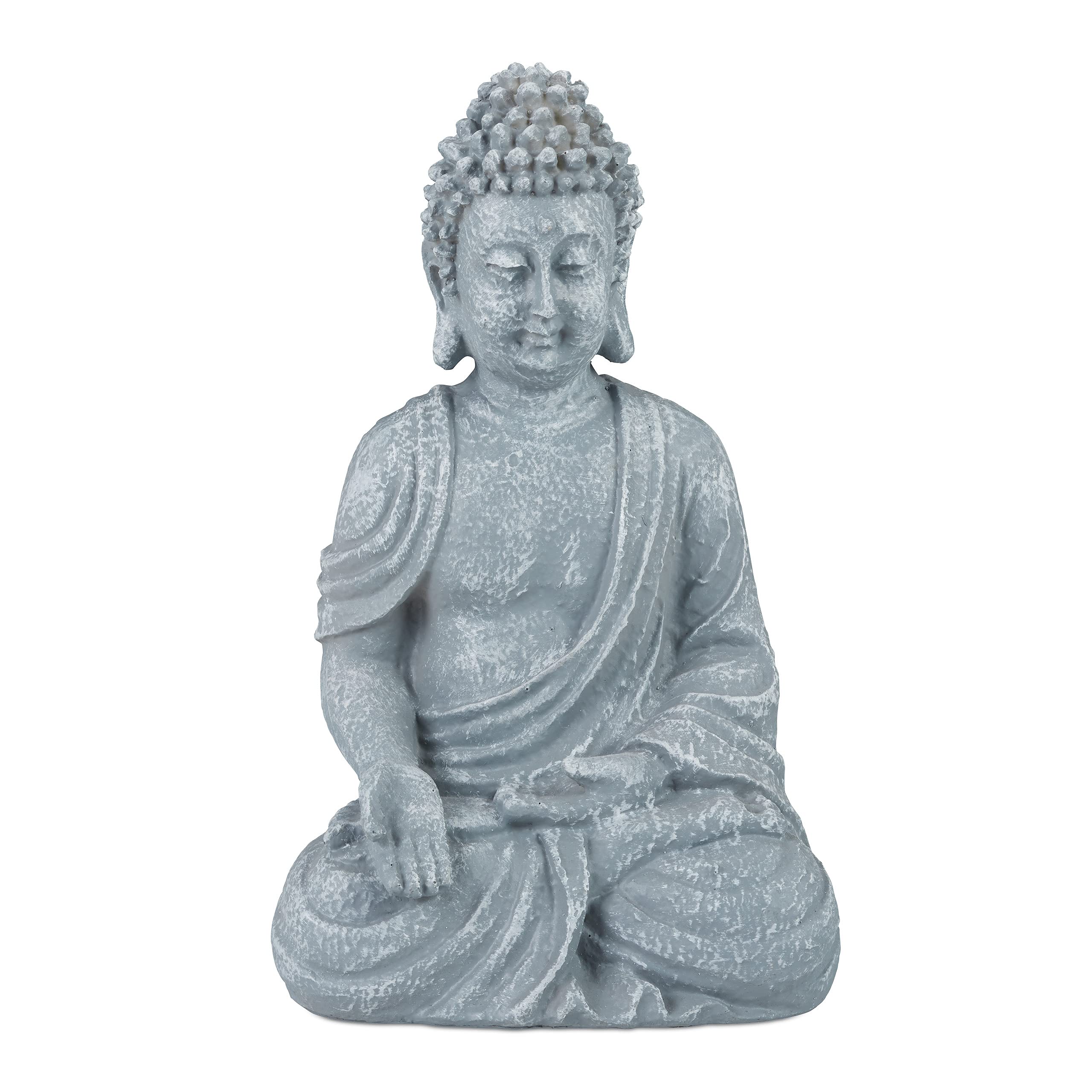 relaxdays-buddha-figur-sitzend-18-cm-dekofigur-grau image 1