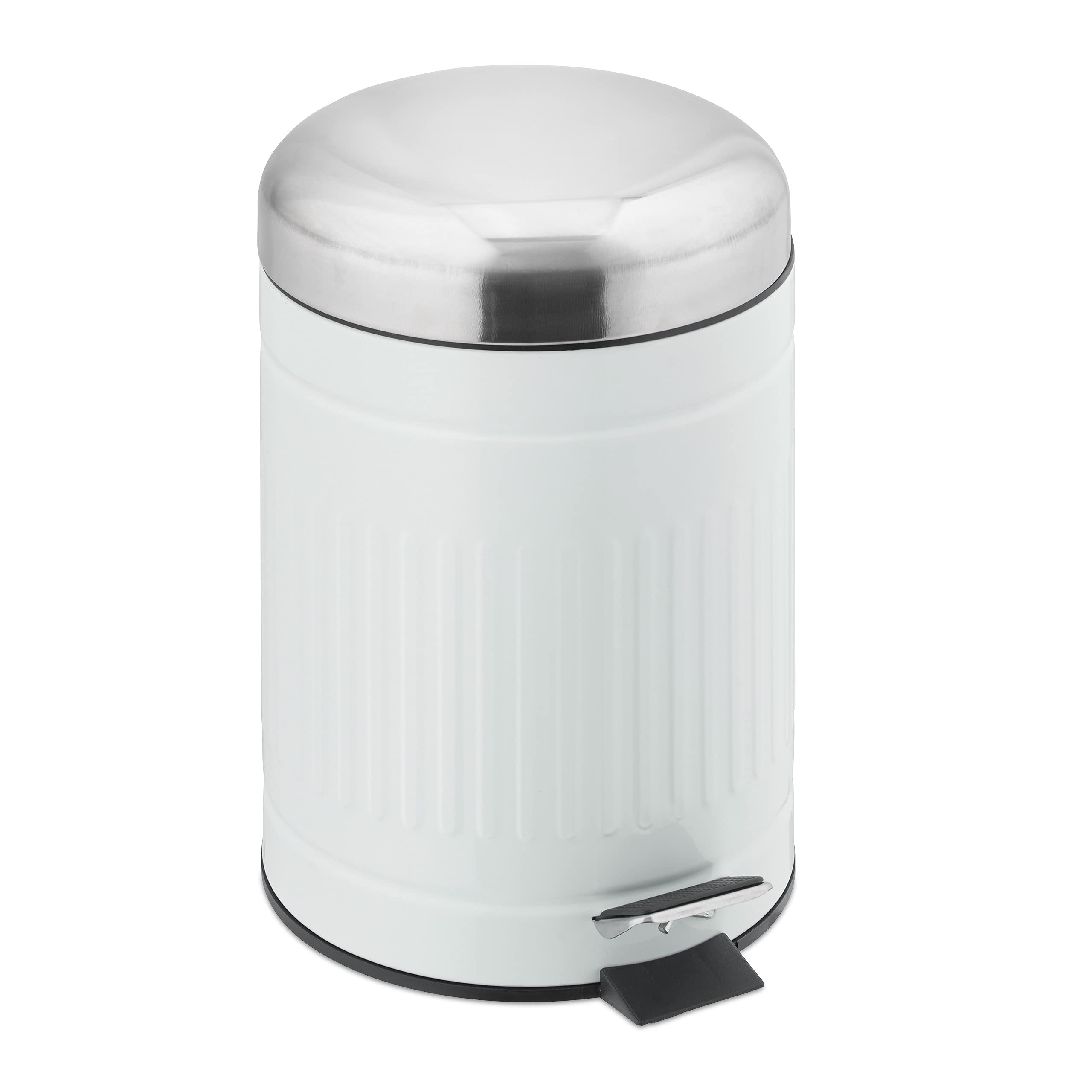 relaxdays-kosmetikeimer-5-liter-treteimer-wei-metall-mit-softclose image 1