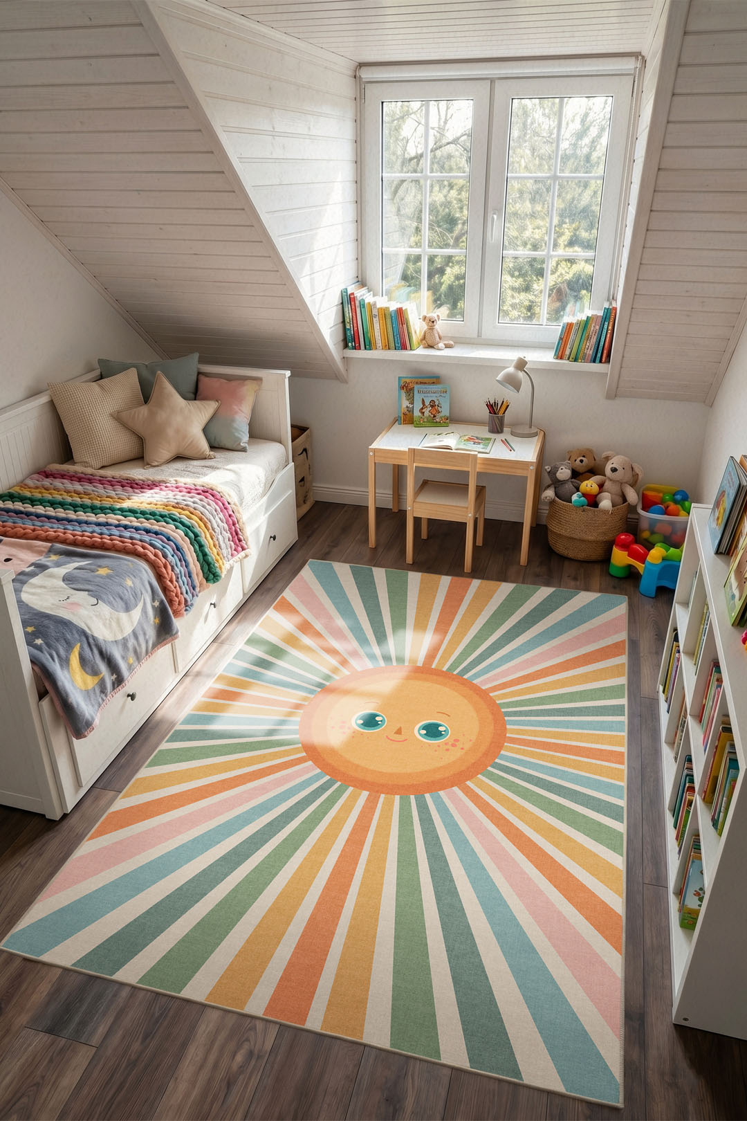teppana-sonne-bunt-teppich-waschbarer-kinder-teppich-gelb-orange image 4
