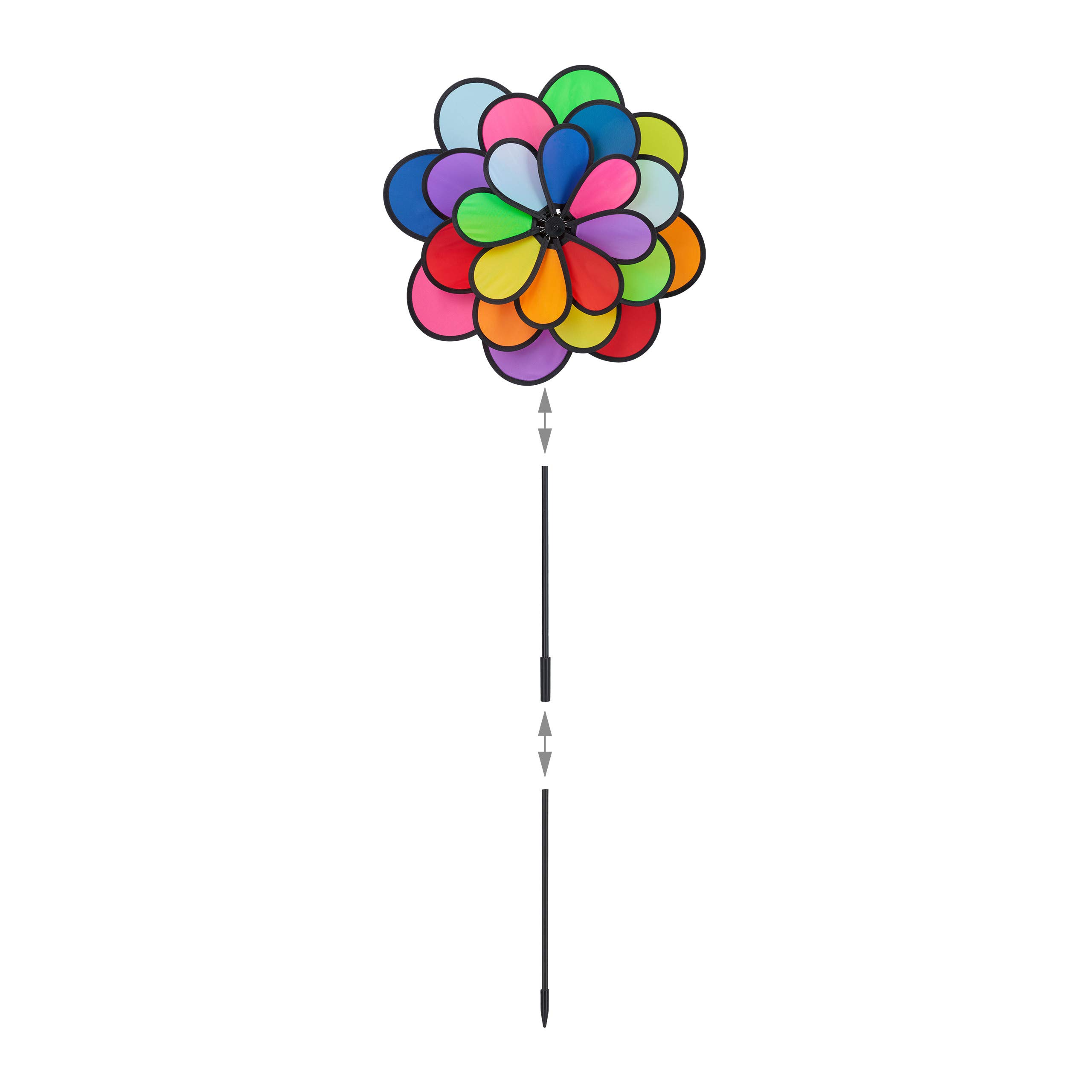 relaxdays-windrad-blume-xxl-118-cm-bunt-regenbogen-blumenstecker image 4