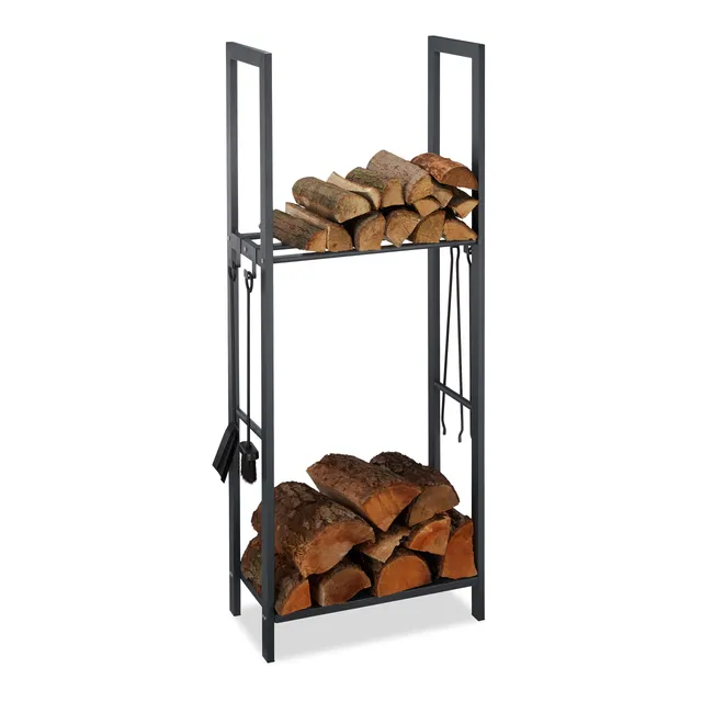relaxdays-kaminholzregal-anthrazit-stahl-2-ablagen-150x60x30-cm image 1