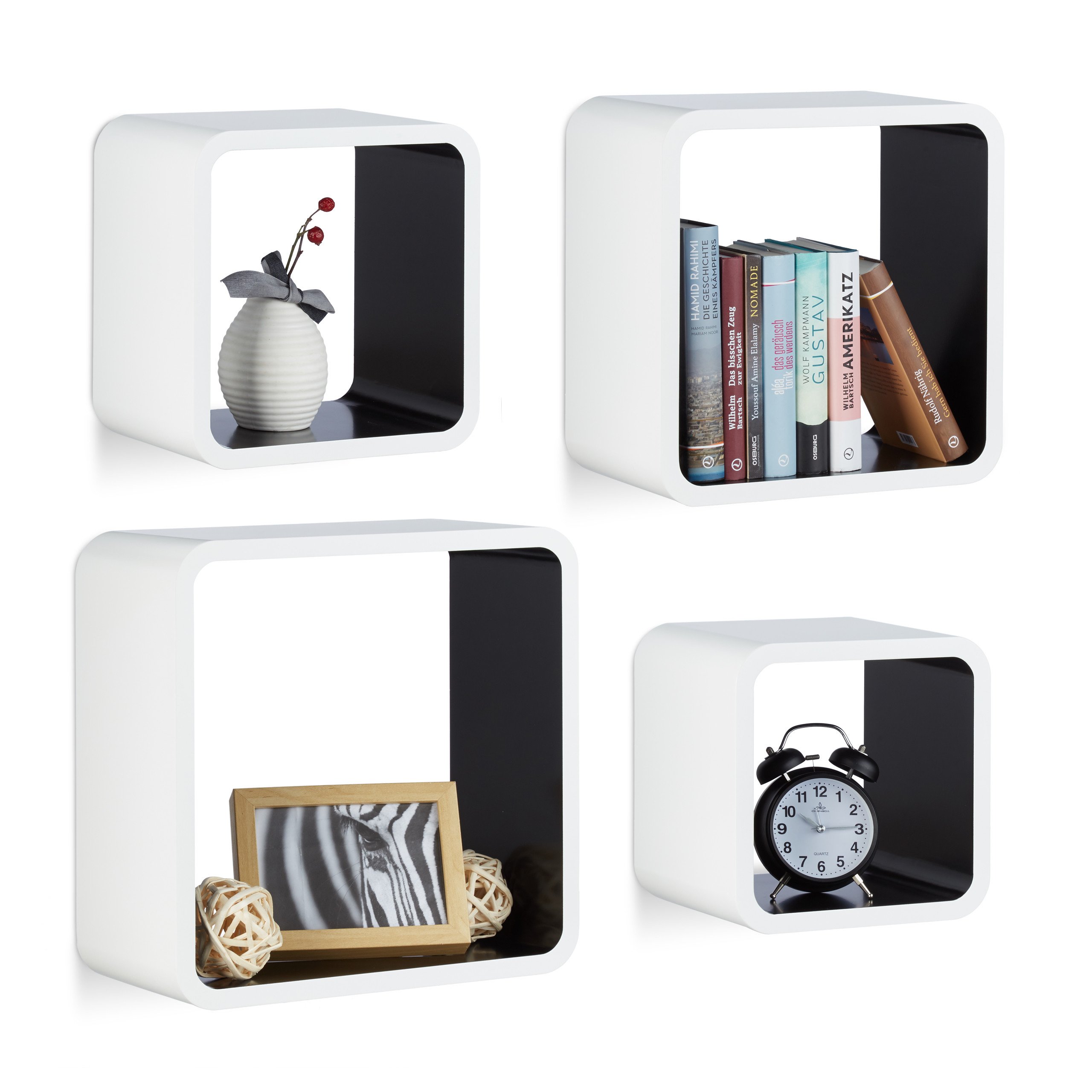 relaxdays-wandregal-cube-im-4er-set-quadratische-mdf-wandboards-wei-schwarz-4-gr image 1