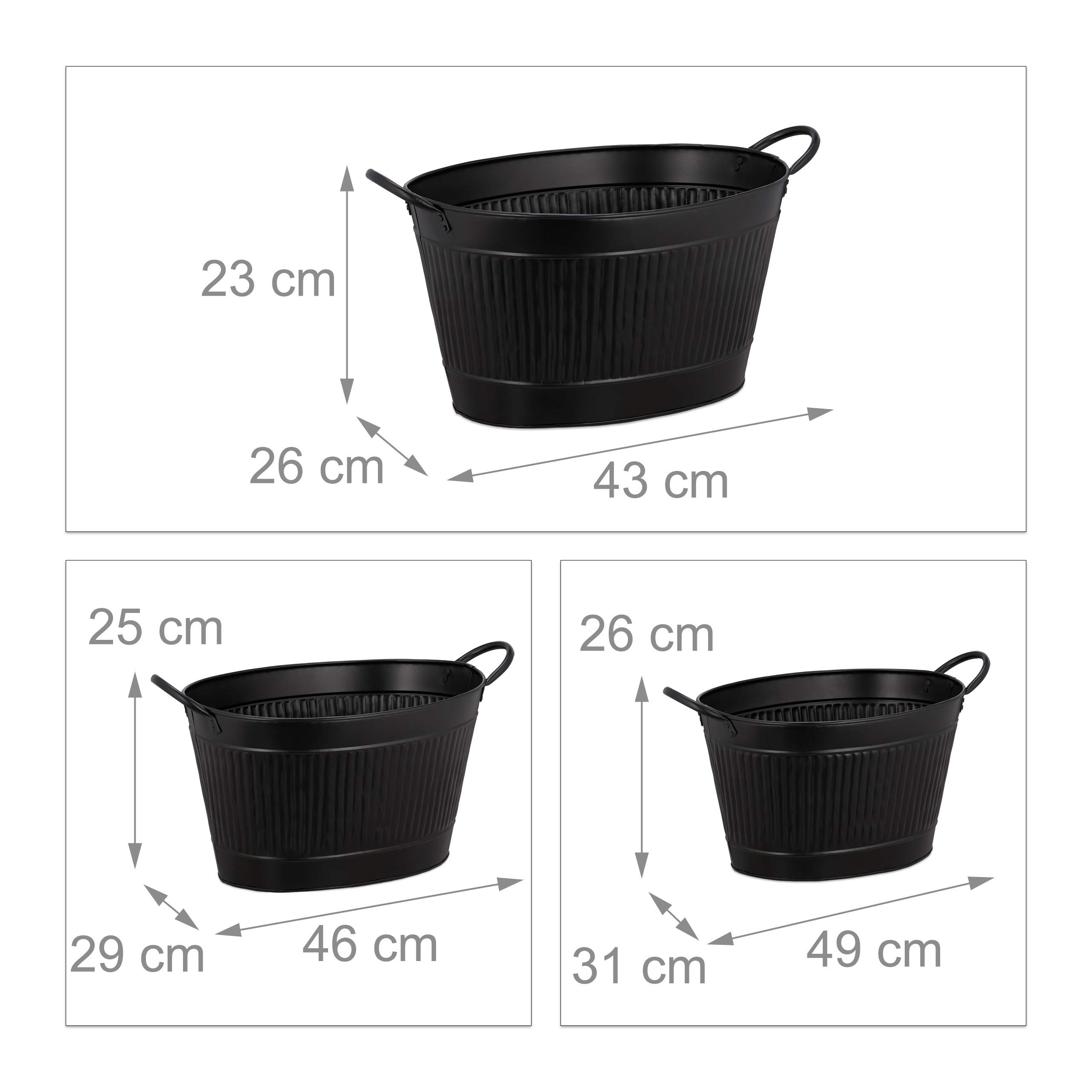 relaxdays-metallwanne-3er-set-oval-12-18-22-liter-vintage-schwarz-26-x-49-x-31-c image 4