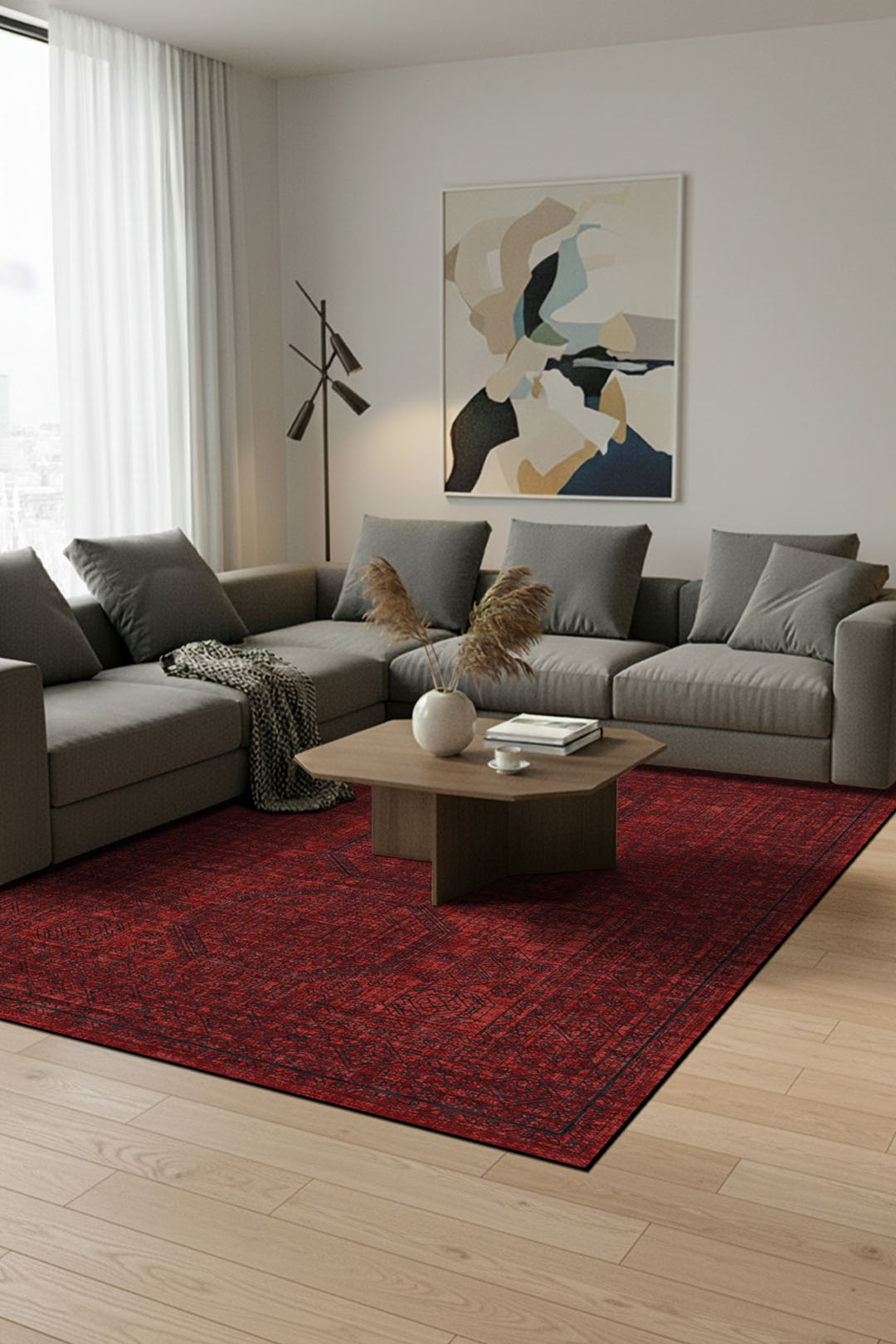 teppana-livia-bordeaux-teppich-waschbarer-indoor-teppich image 4
