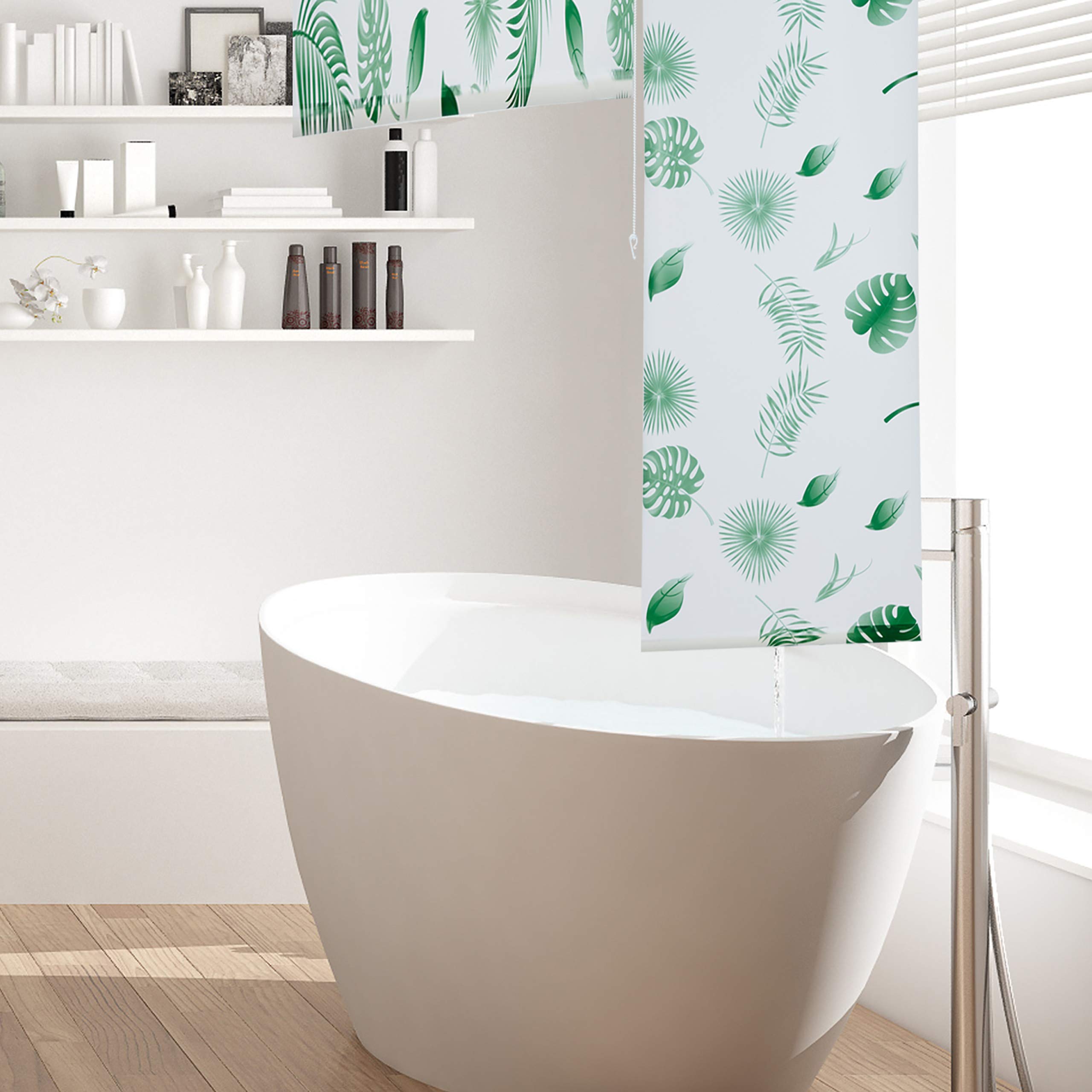 relaxdays-duschrollo-bl-tter-60x240-cm-wei-gr-n image 2