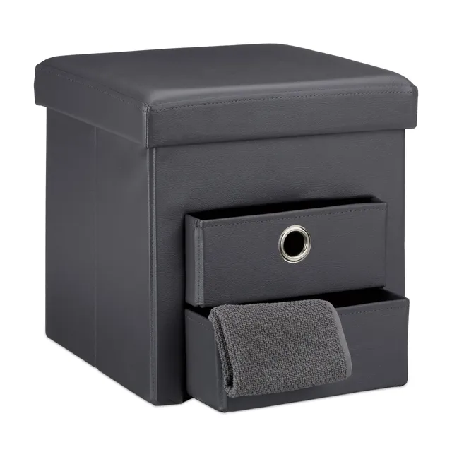 relaxdays-sitzhocker-faltbar-kunstleder-grau-38-x-38-x-38-cm-300-kg image 1