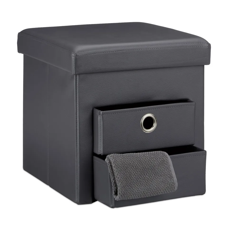 relaxdays-sitzhocker-faltbar-kunstleder-grau-38-x-38-x-38-cm-300-kg image 1
