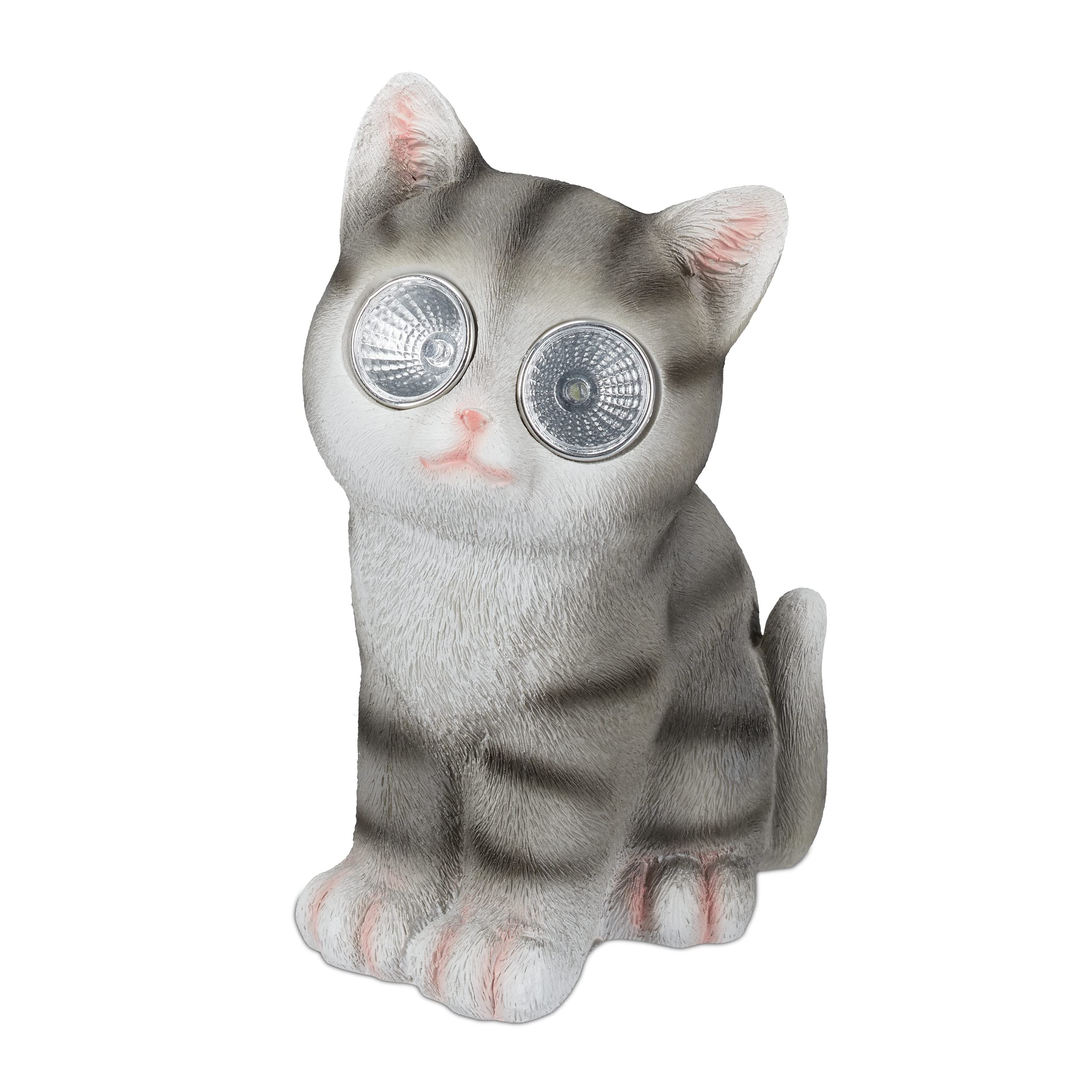 relaxdays-gartenfigur-katze-led-solar-23-x-12-x-14-cm-grau image 1