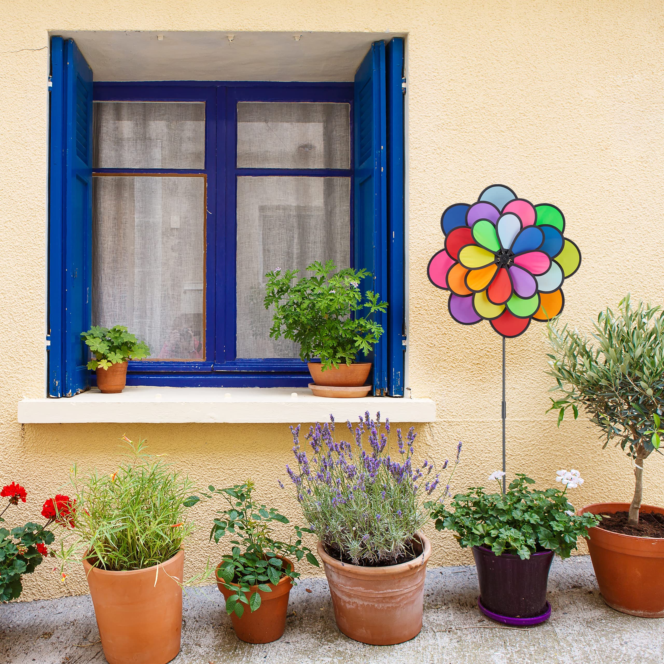 relaxdays-windrad-blume-xxl-118-cm-bunt-regenbogen-blumenstecker image 6