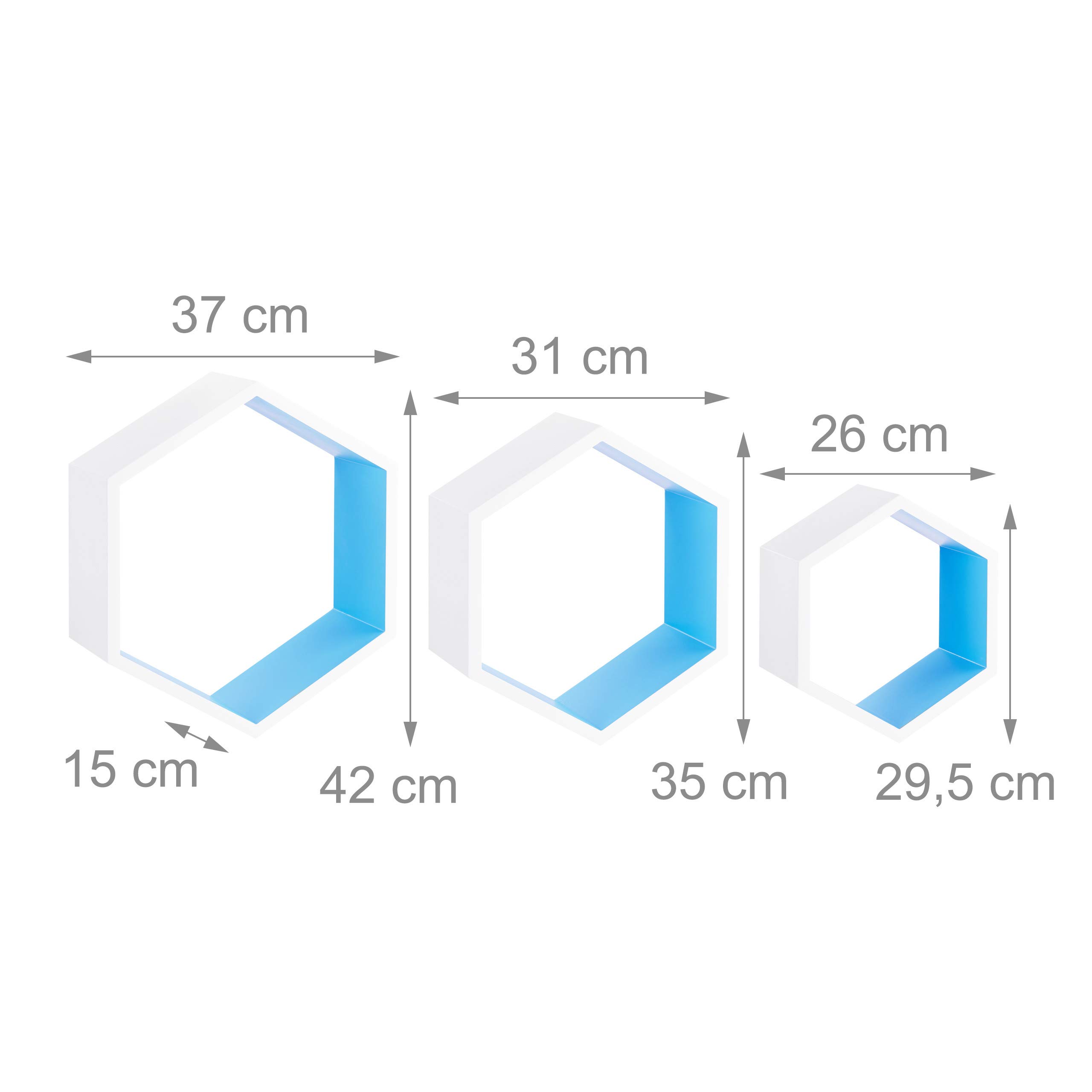 relaxdays-wandregale-sechseckig-3er-set-h-ngeregale-mdf-wei-blau image 3