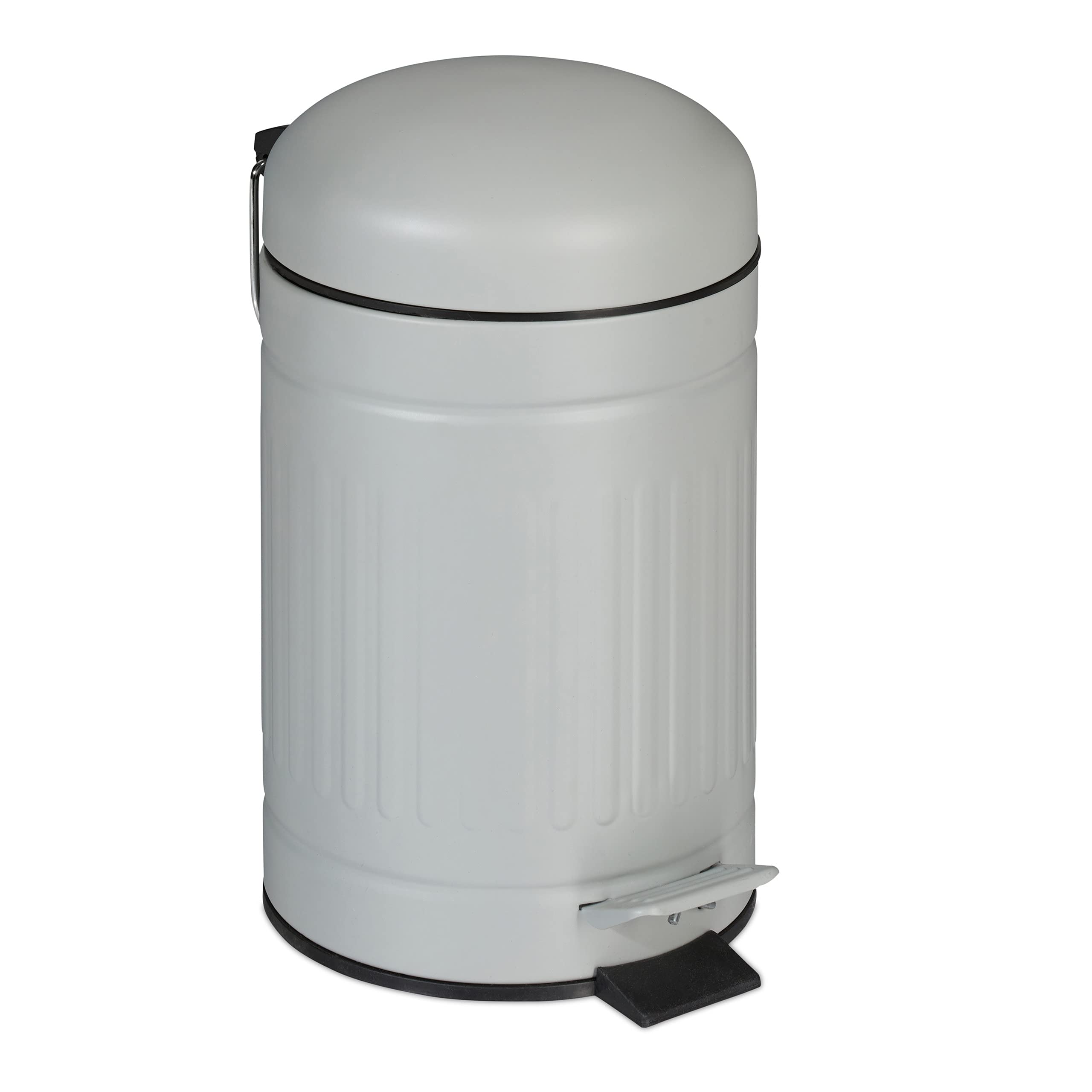 relaxdays-kosmetikeimer-3-liter-mit-absenkautomatik-treteimer-metall-hellgrau image 1