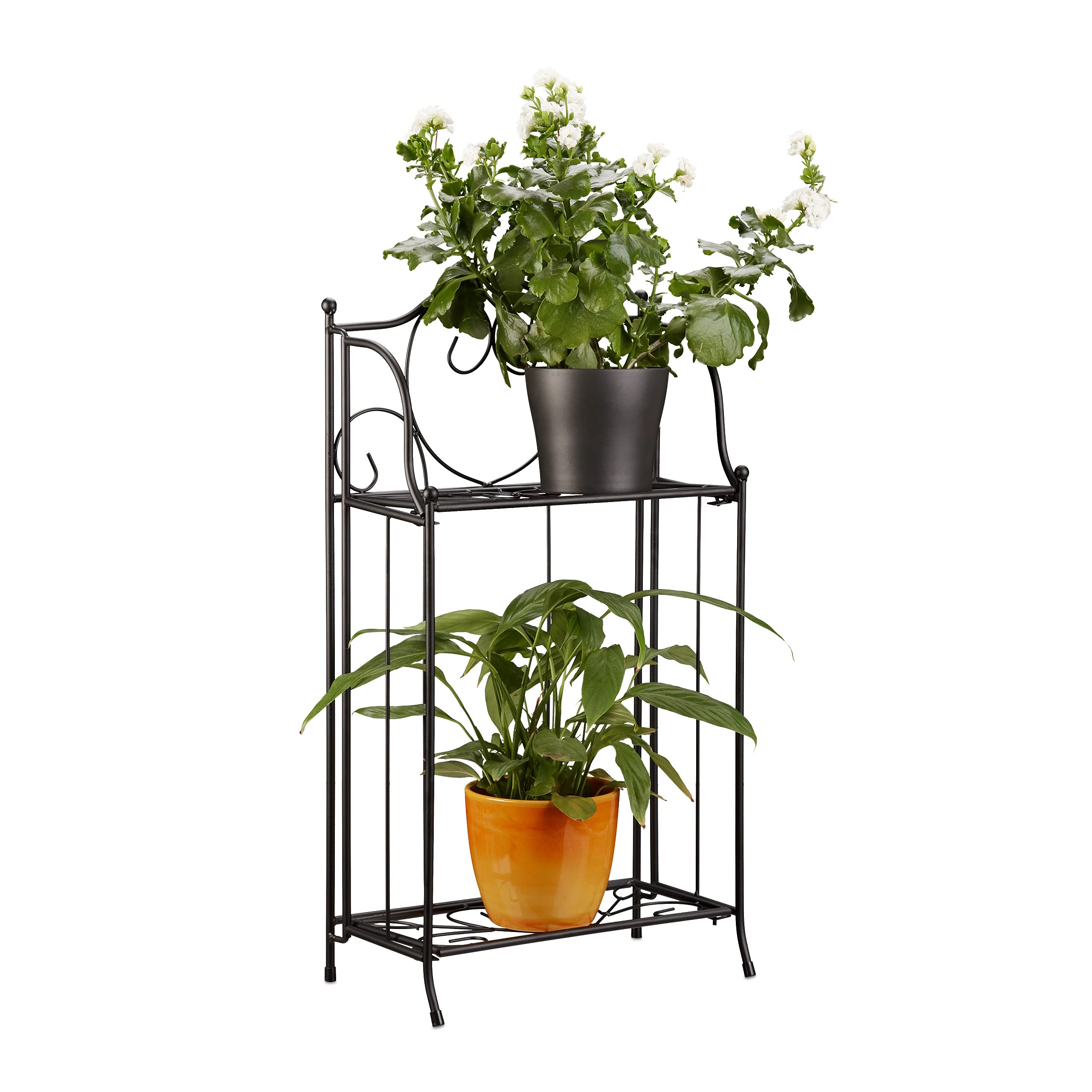 relaxdays-blumenregal-metall-2-st-ckig-schwarz-64-5-x-33-5-x-18-cm image 1