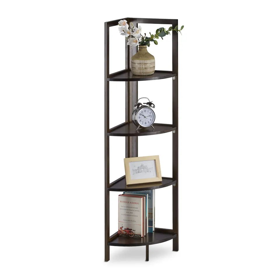 relaxdays-bambus-eckregal-4-ablagen-dunkelbraun-120-x-28-x-28-cm image 1