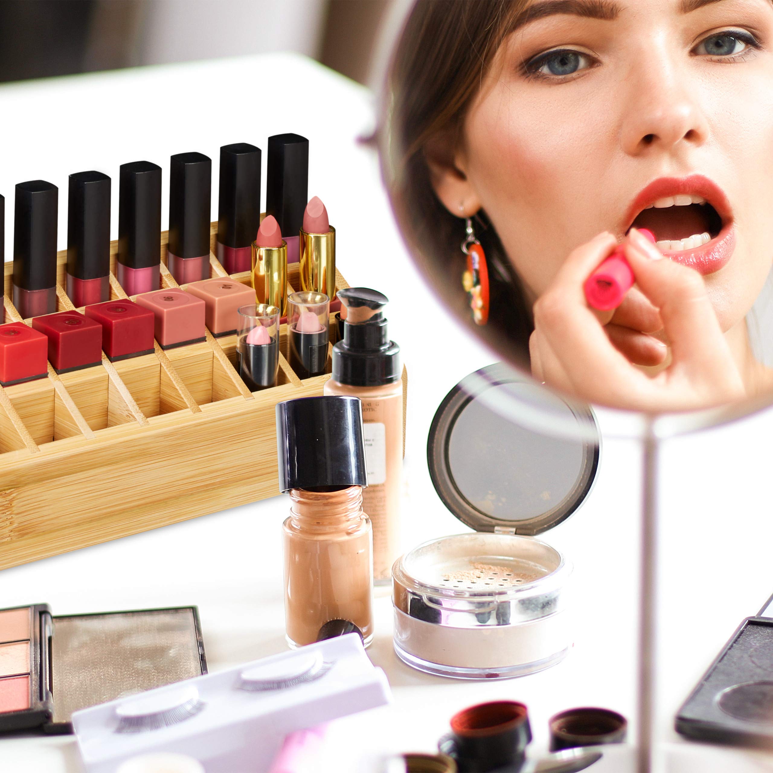 relaxdays-lippenstifthalter-aus-bambus-mit-24-f-chern-natur image 2