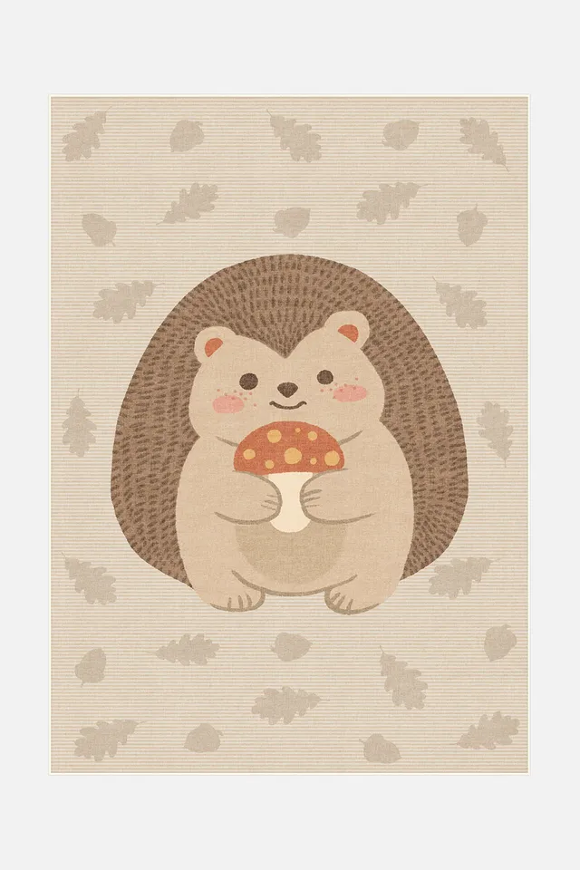 teppana-waldigel-beige-teppich-waschbarer-kinder-teppich-flora-fauna image 1